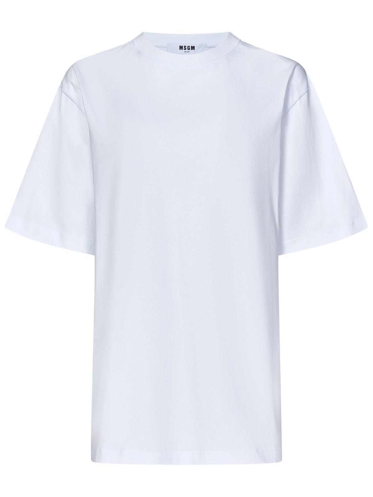 Msgm White Cotton Jersey T-shirt With Graphic Print