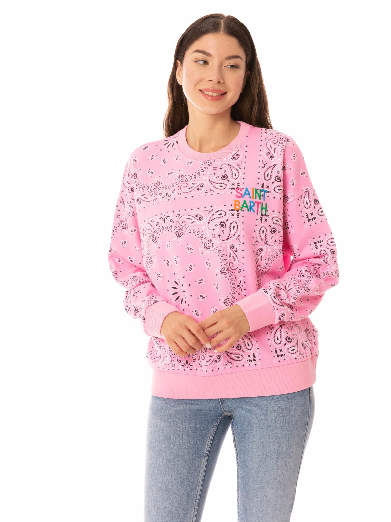 Shop Mc2 Saint Barth Woman Sweatshirt With Bandanna Print