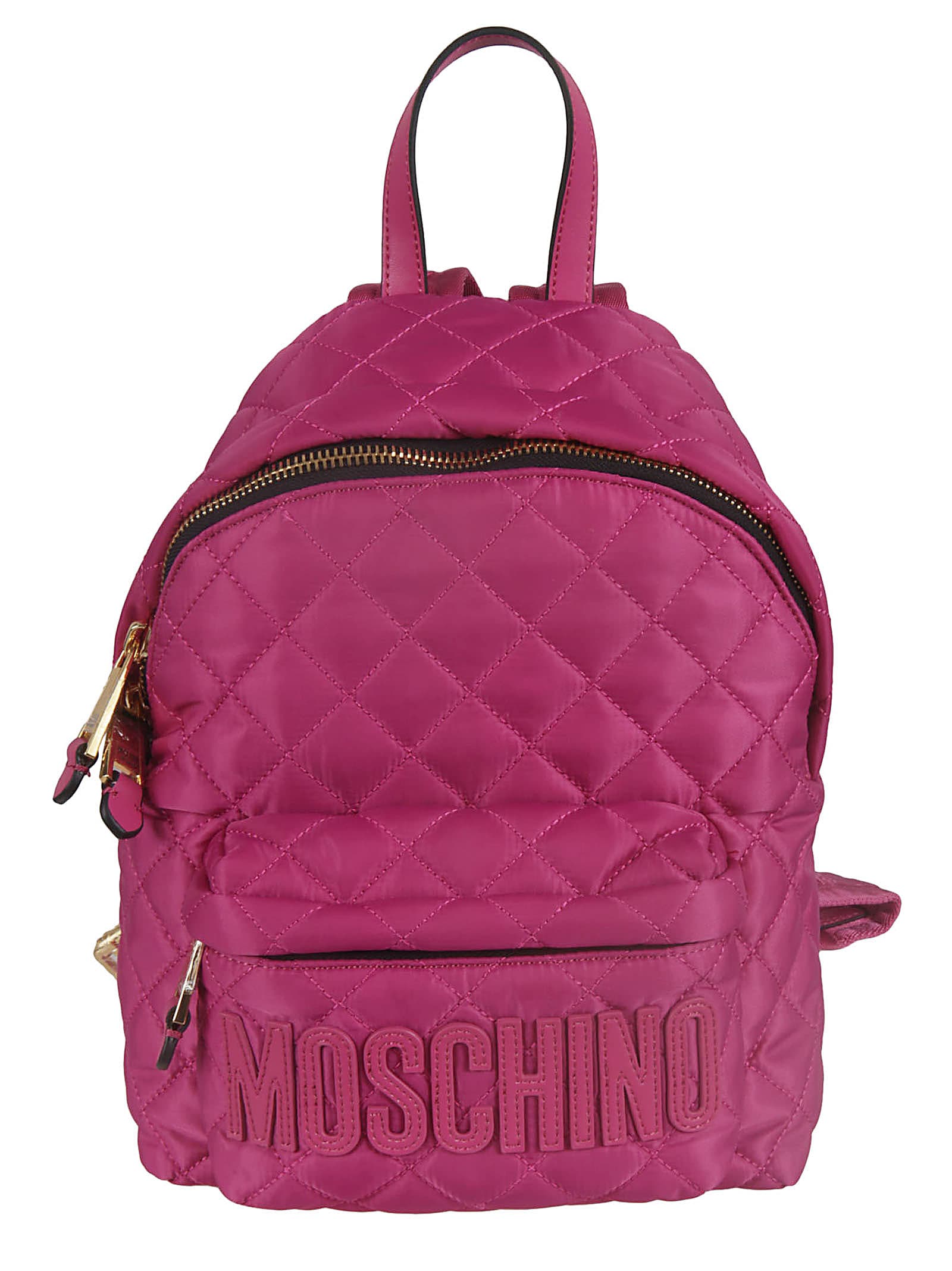 Moschino Quilted Logo Patched Backpack
