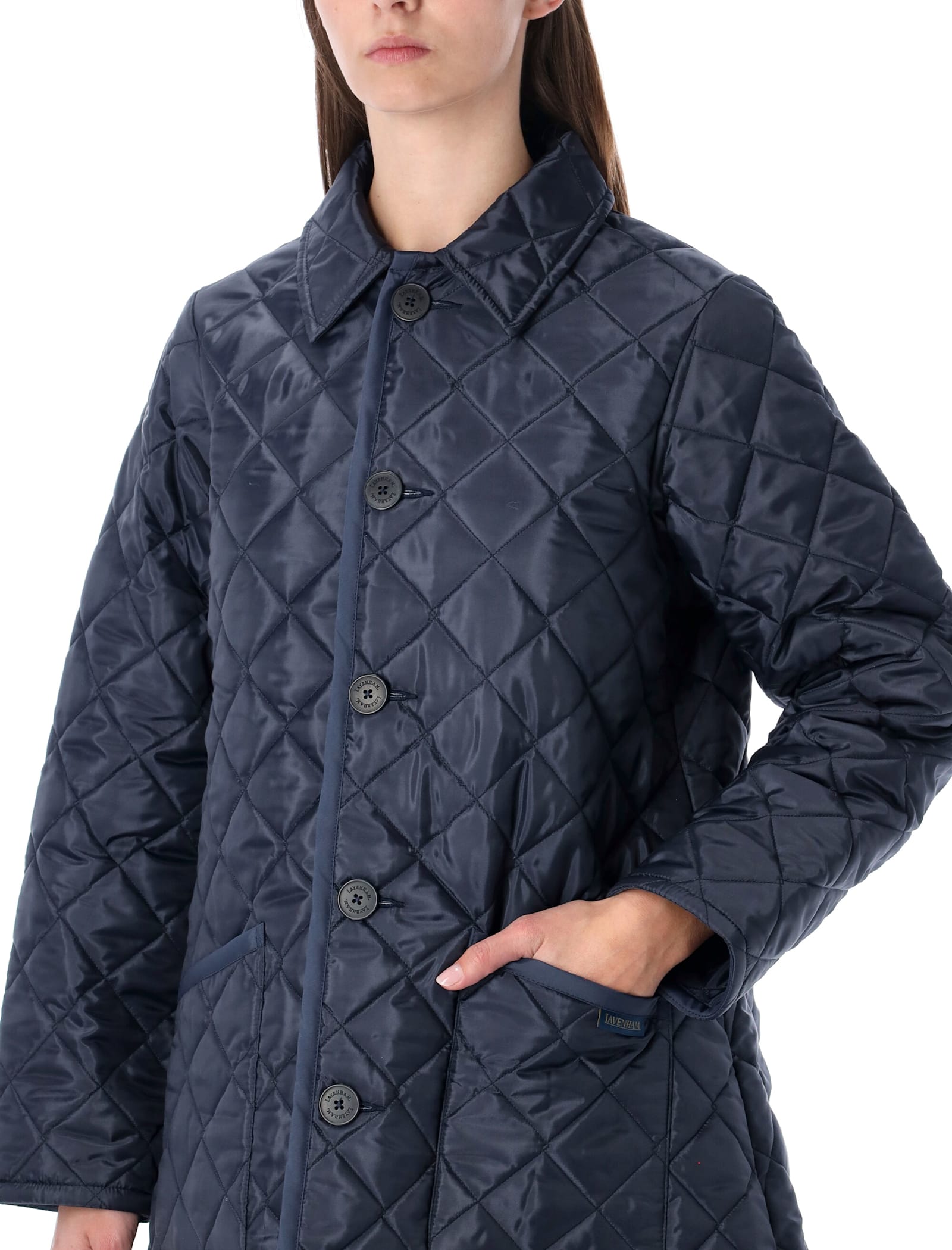 Comme Des Garcons Girl Lavenham X Comme Des Garçons Girl Blue Long Quilted Coat In Blue