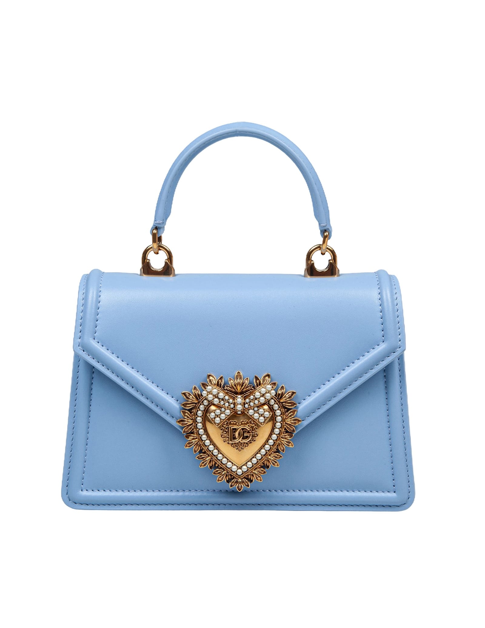 Shop Dolce & Gabbana Small Devotion Handbag In Sugar Paper Color Leather