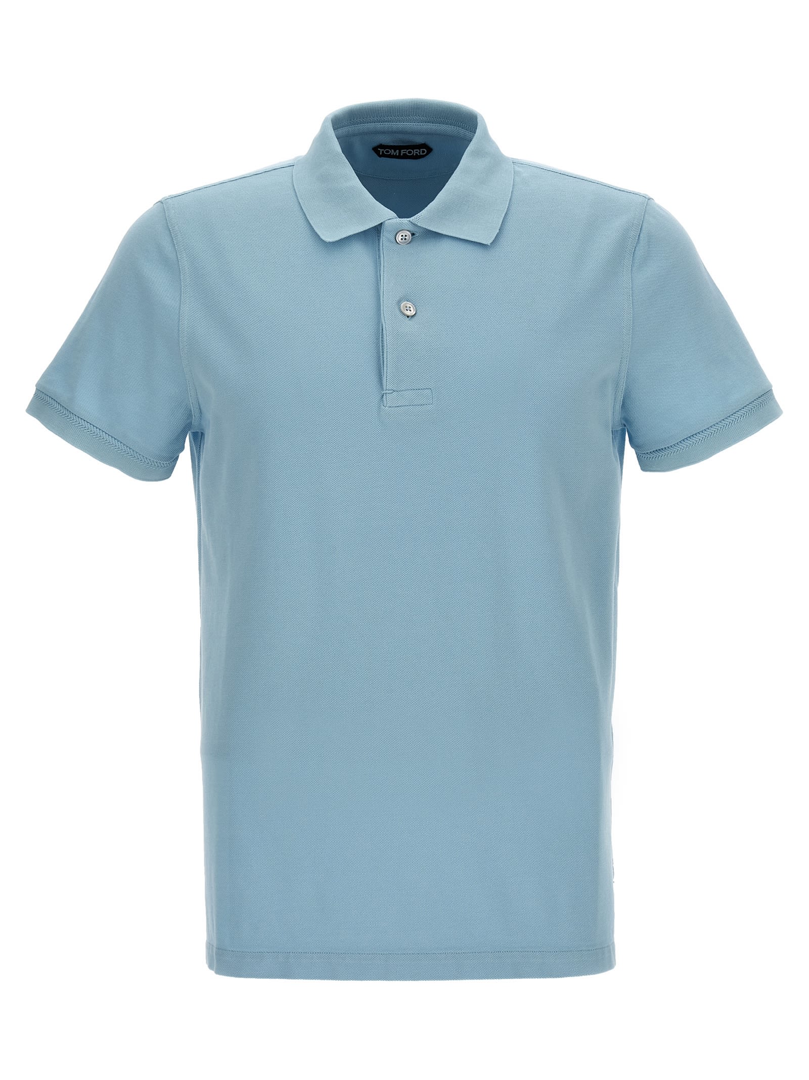 Shop Tom Ford Piqué Cotton Polo Shirt In Light Blue