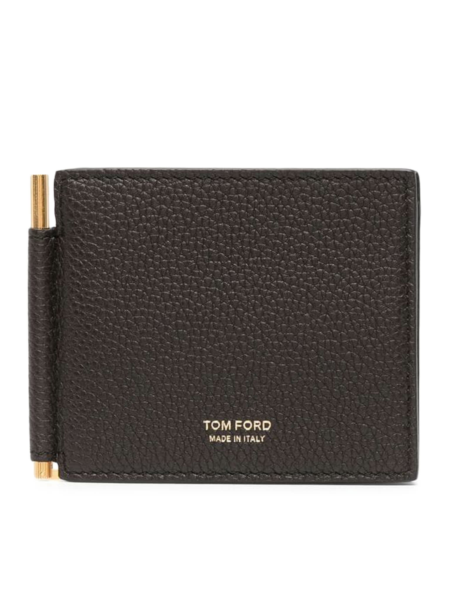 TOM FORD SOFT GRAIN LEATHER T LINE MONEY CLIP WALLET