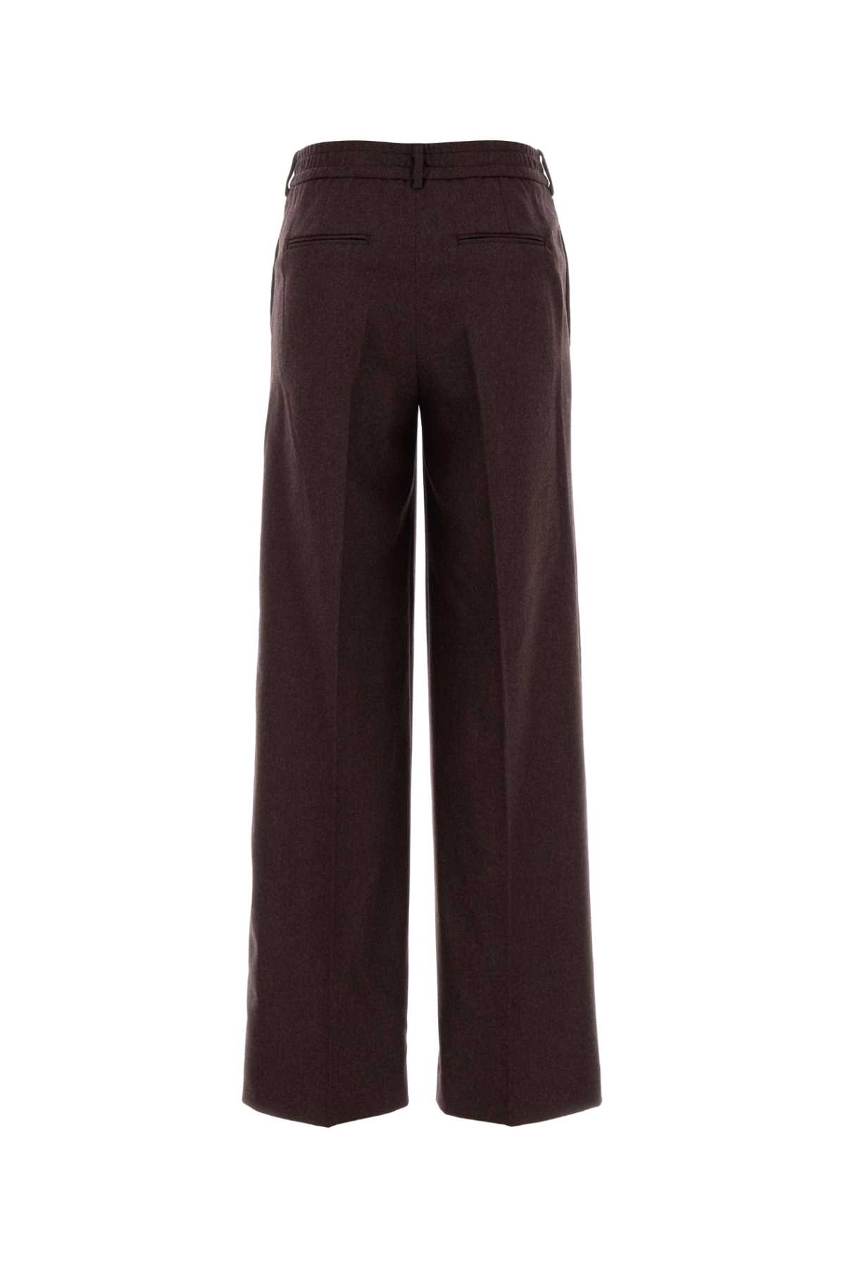 Pt Torino Melange Grape Wool Blend Lorenza Palazzo Pant In Burgundy