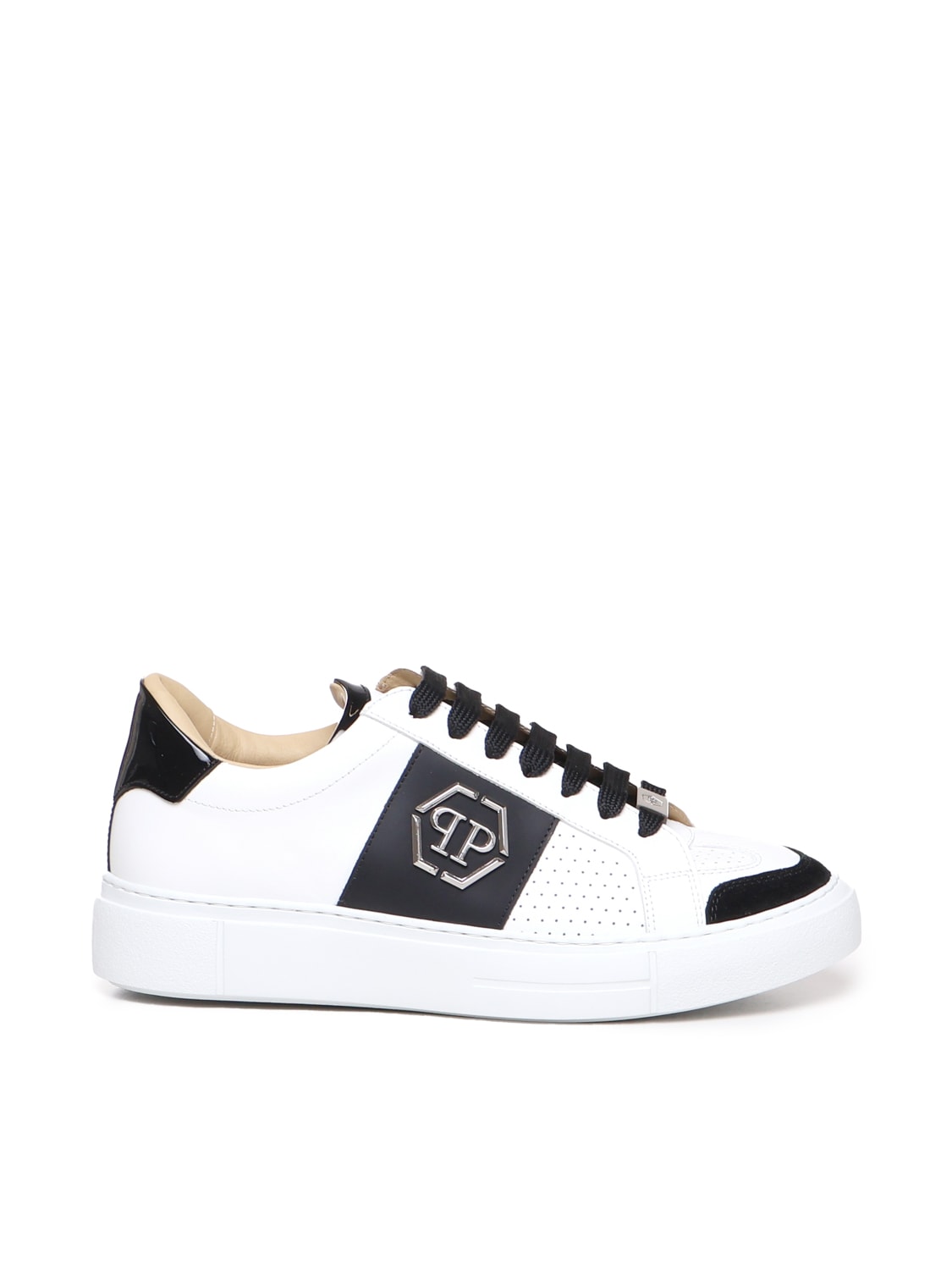 Shop Philipp Plein Sneakers Pp In Calfskin In White / Black