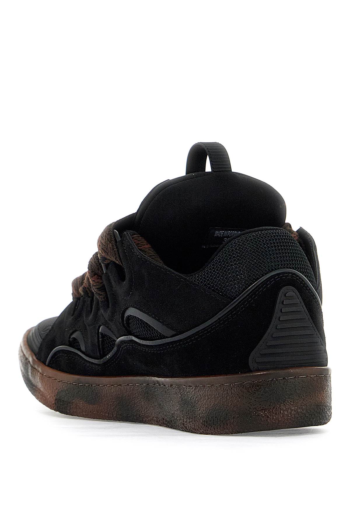 Shop Lanvin Curb Sneakers In Marron Foncé/marron (black)