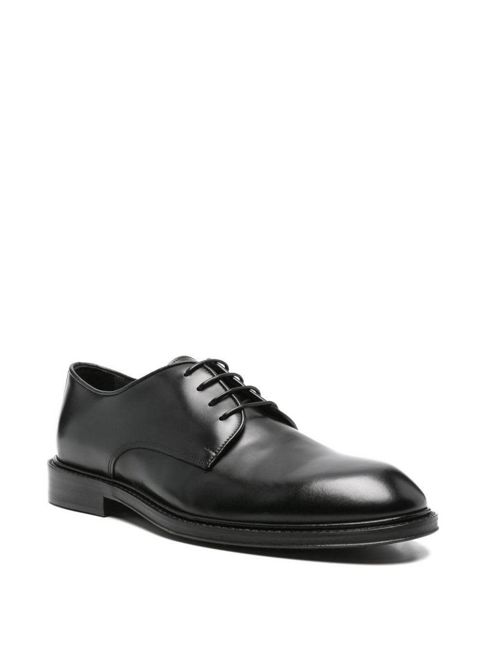 Corneliani Leather Derby Shoes In Black
