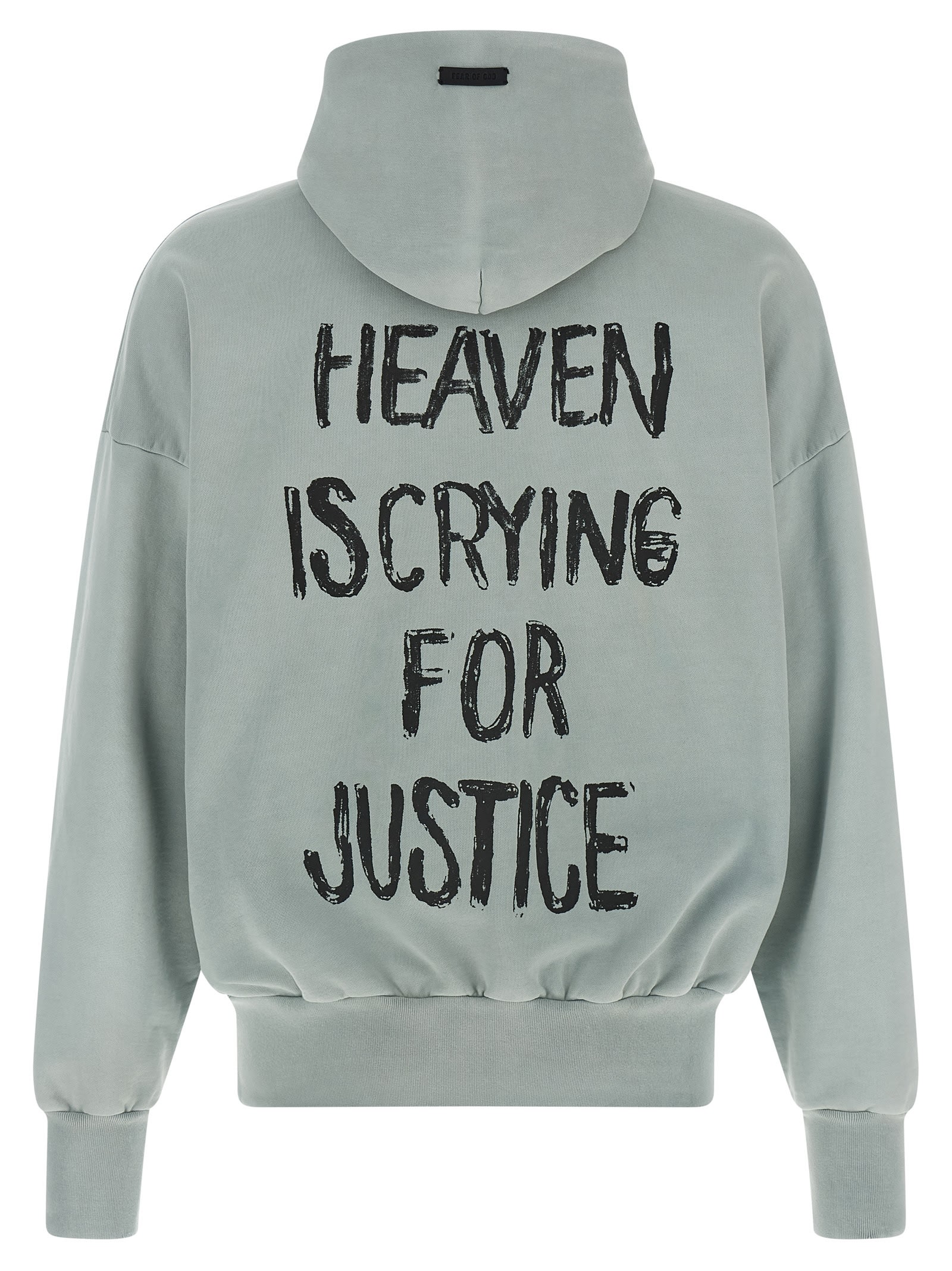 Fear Of God Heaven Distressed Logo-print Cotton-jersey Hoodie In Black