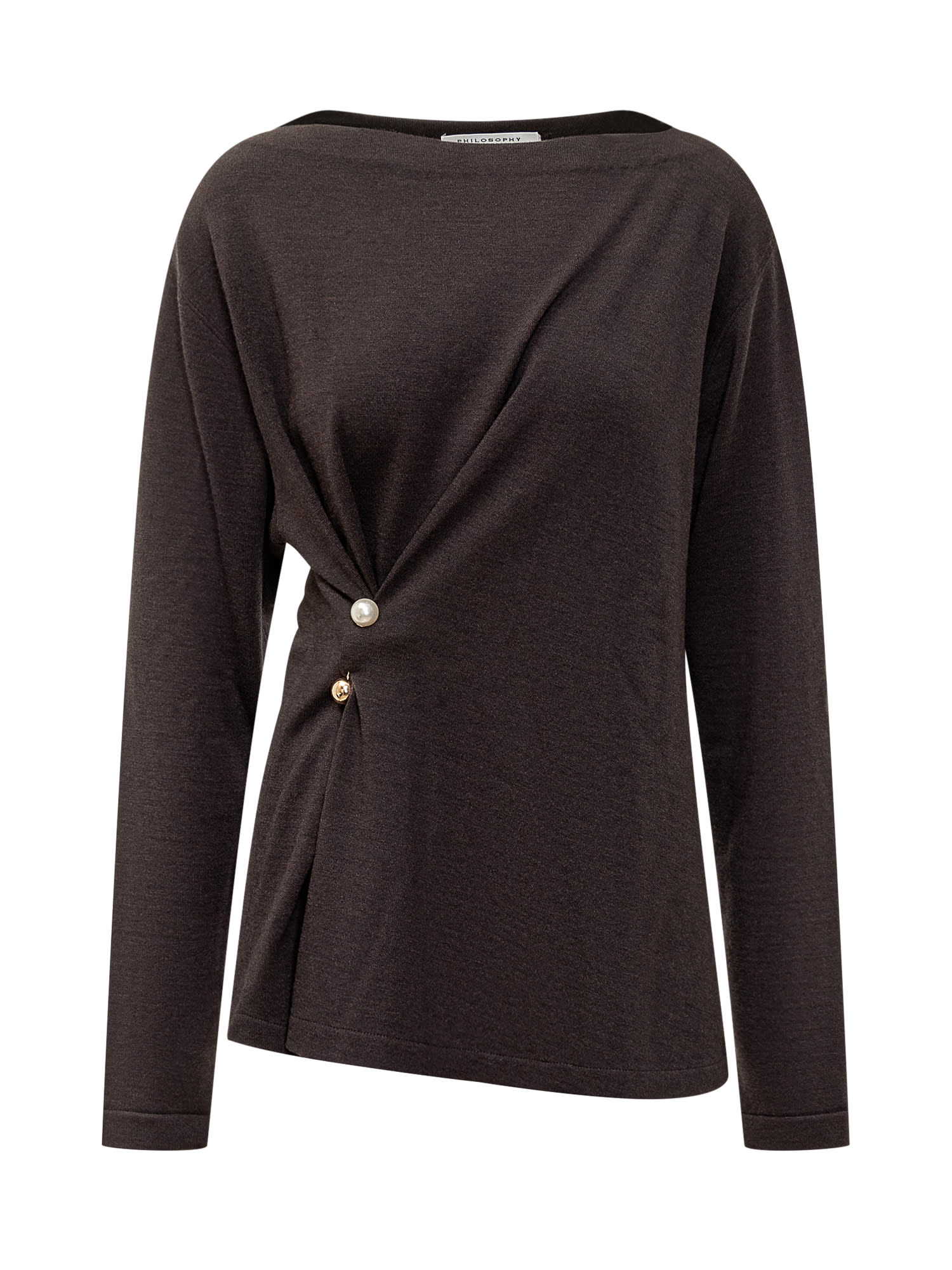 Pin Applique Round Neck Long-sleeved Sweater