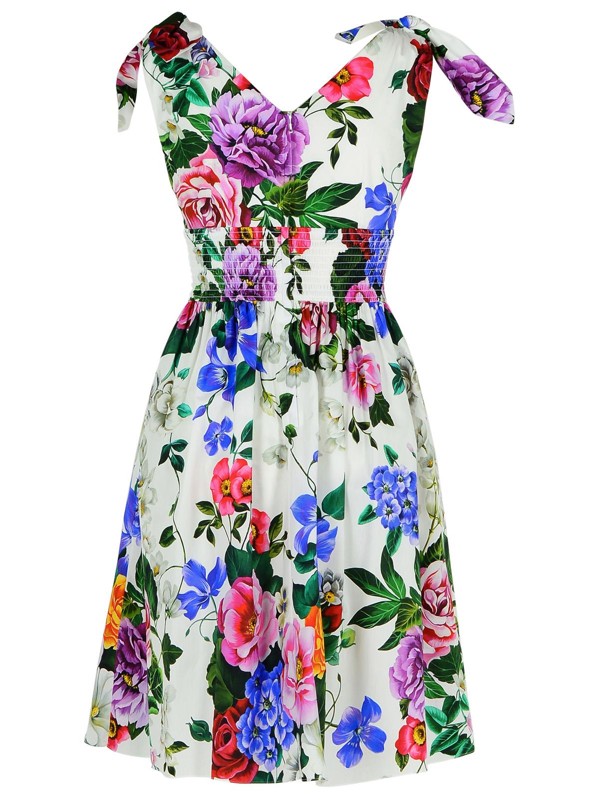 Dolce & Gabbana Multicolor Short Dress With All-over Floral Print In Multicolor
