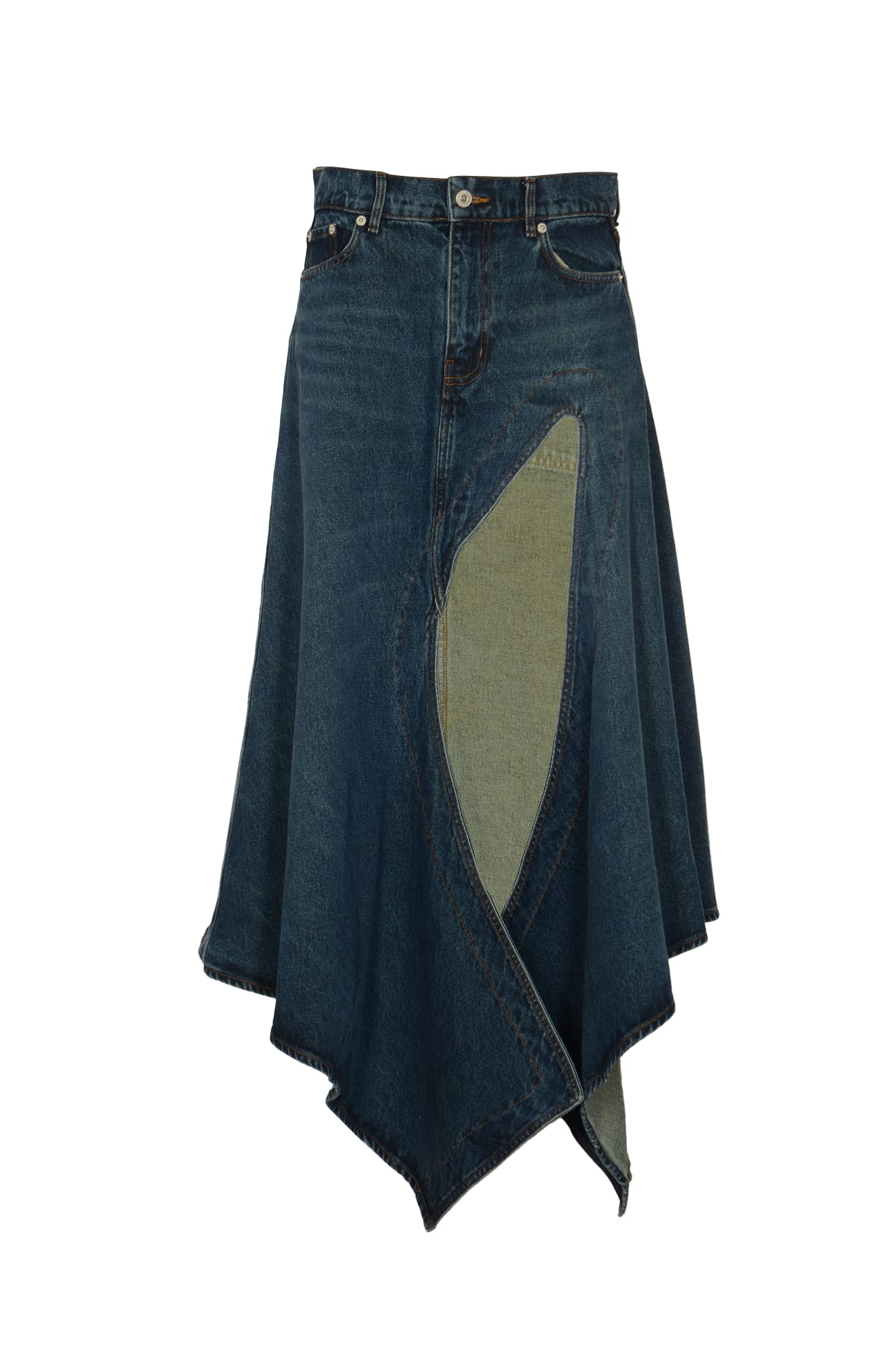 Shop Y/project Denim Buttoned Skirt In Blue