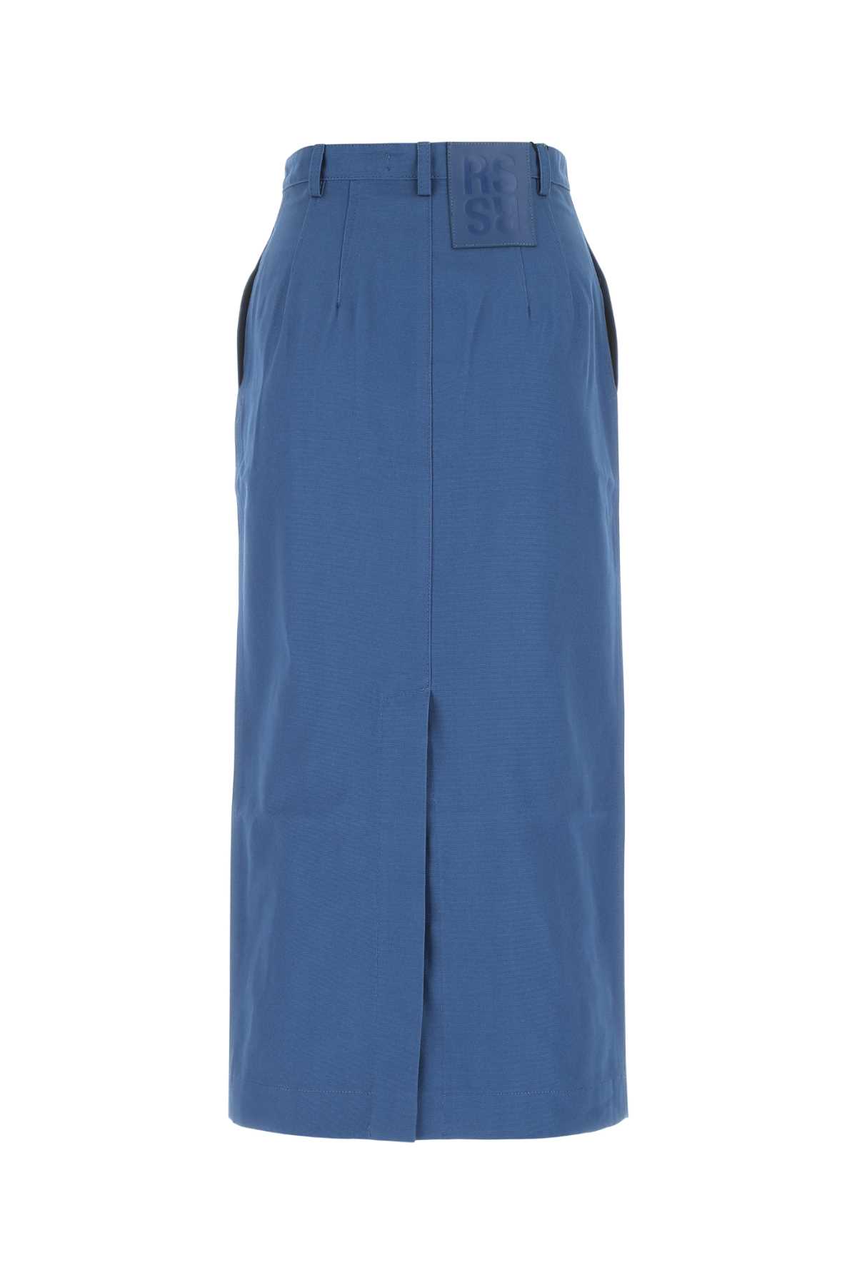 Shop Raf Simons Blue Cotton Skirt In 0040