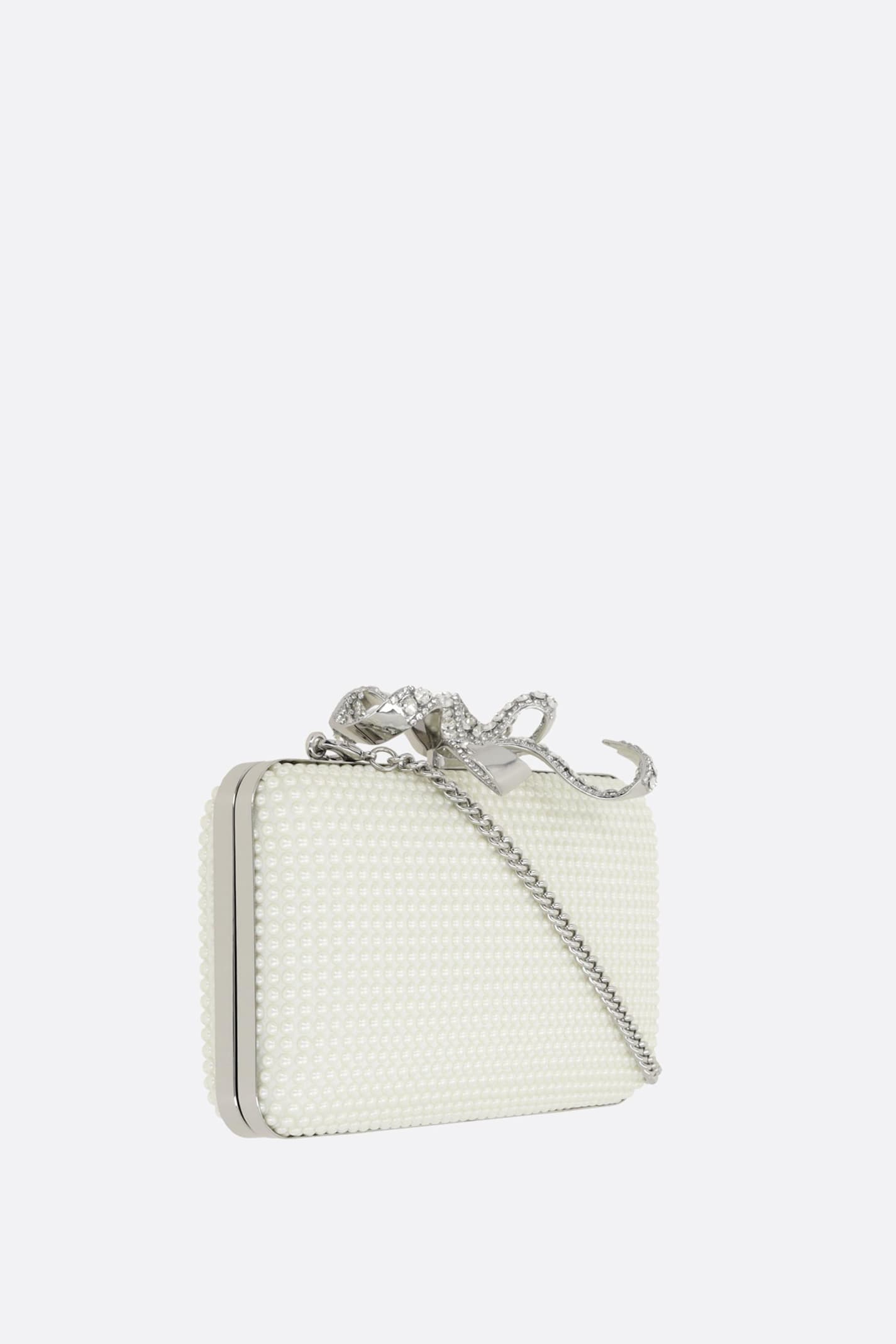 Shop Self-portrait Pearl Box Clutch In Satin