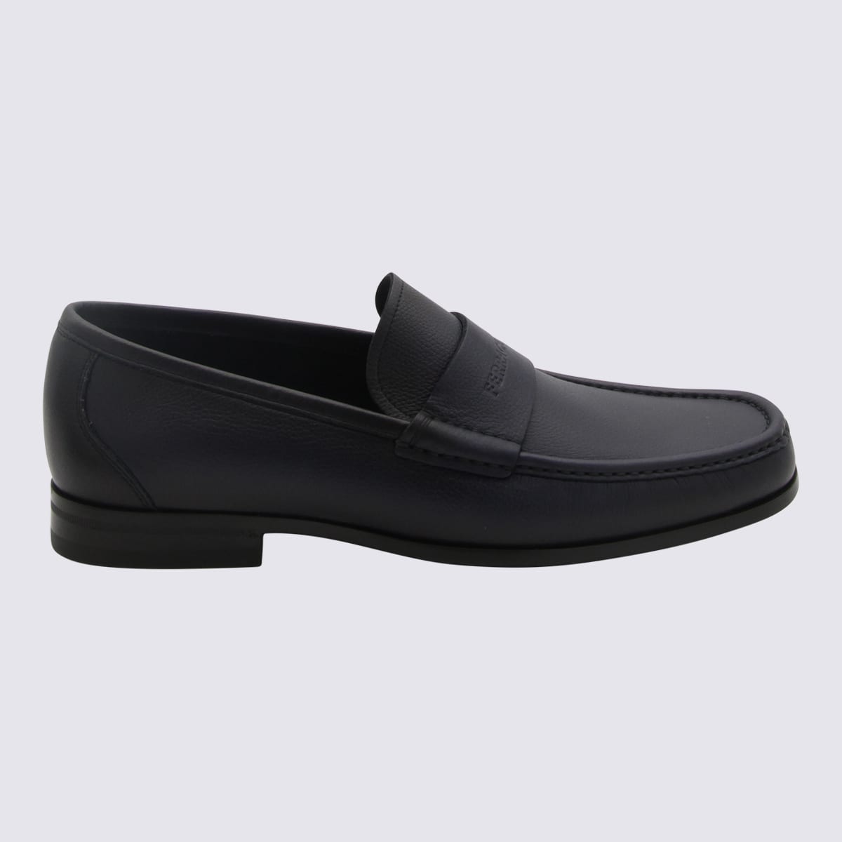 Shop Ferragamo Midnight Blue Leather Loafers