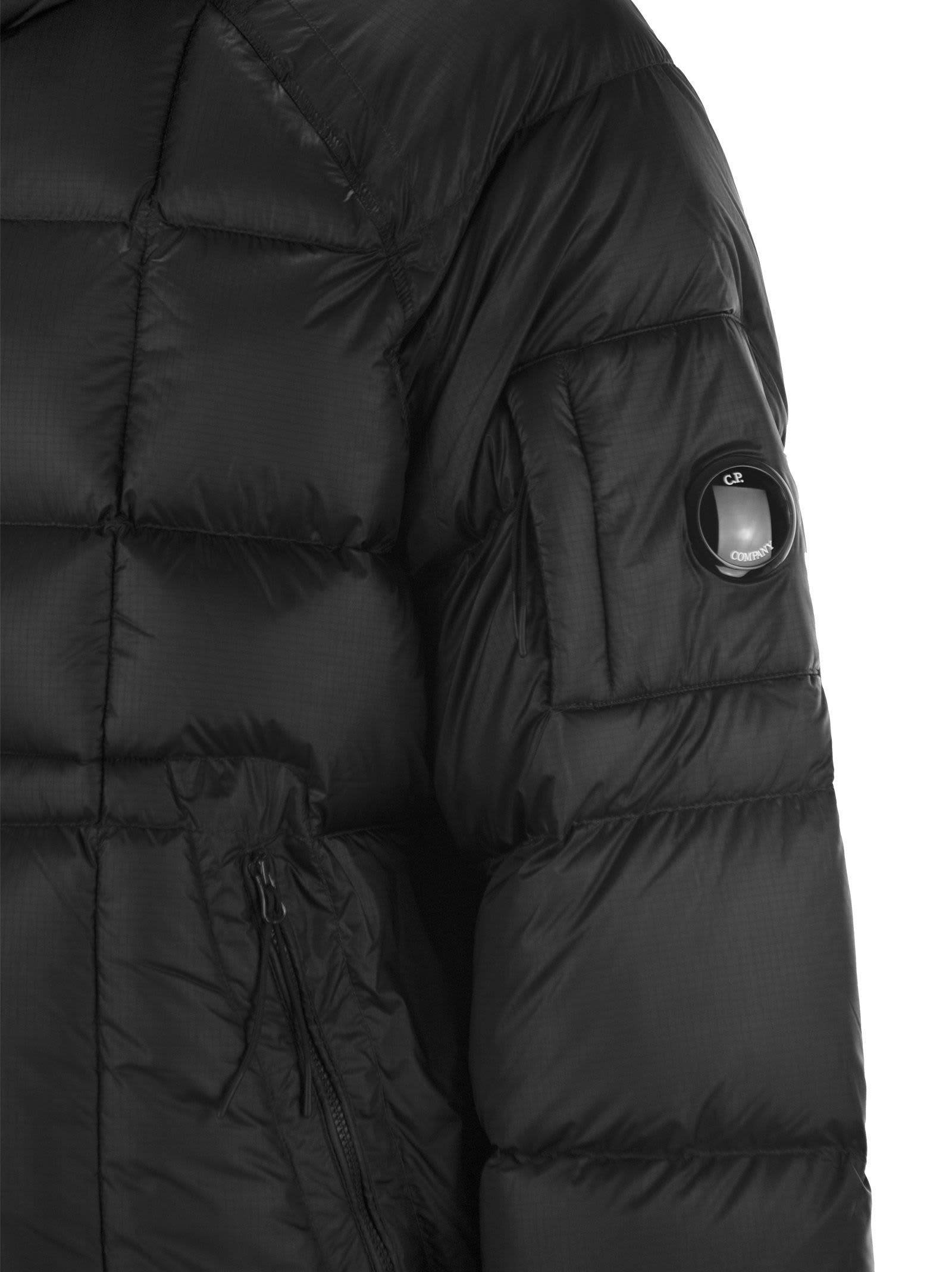 Shop C.p. Company D.d. Shell Hooded Medium Down Jacket In Nero