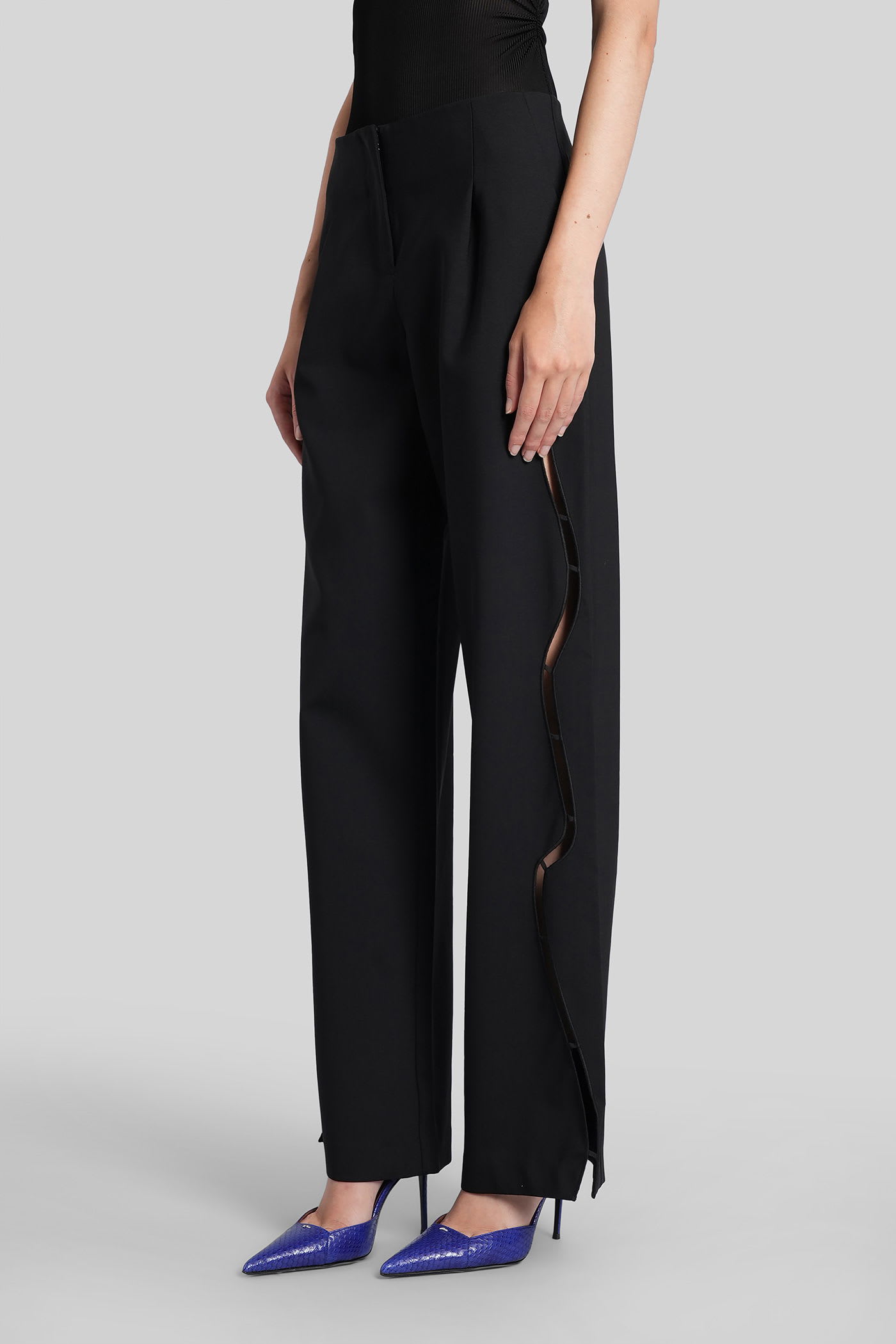 Christopher Esber Pants In Black Wool In Blue