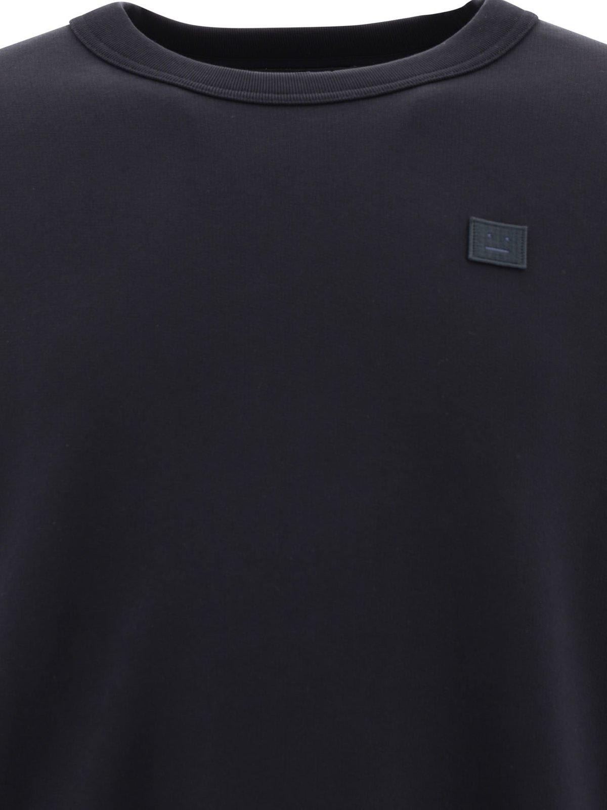 Shop Acne Studios Micro Face Logo Patch Crewneck Sweatshirt In Black