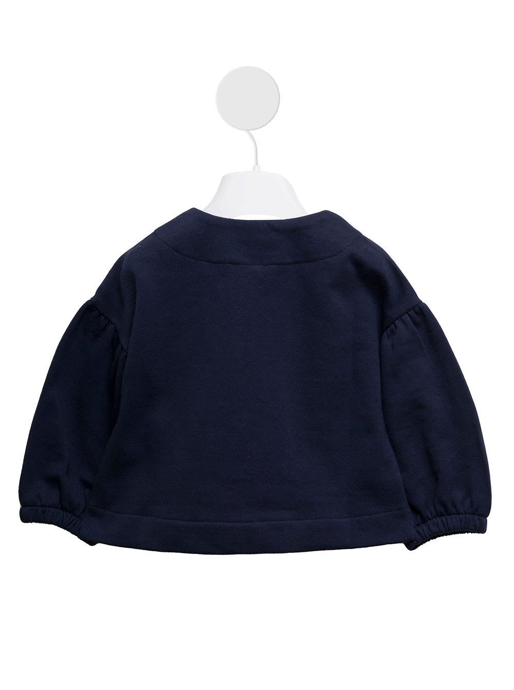 Shop Il Gufo Kids Baby Girls Blue Cotton Sweatshirt With Puff Sleeves