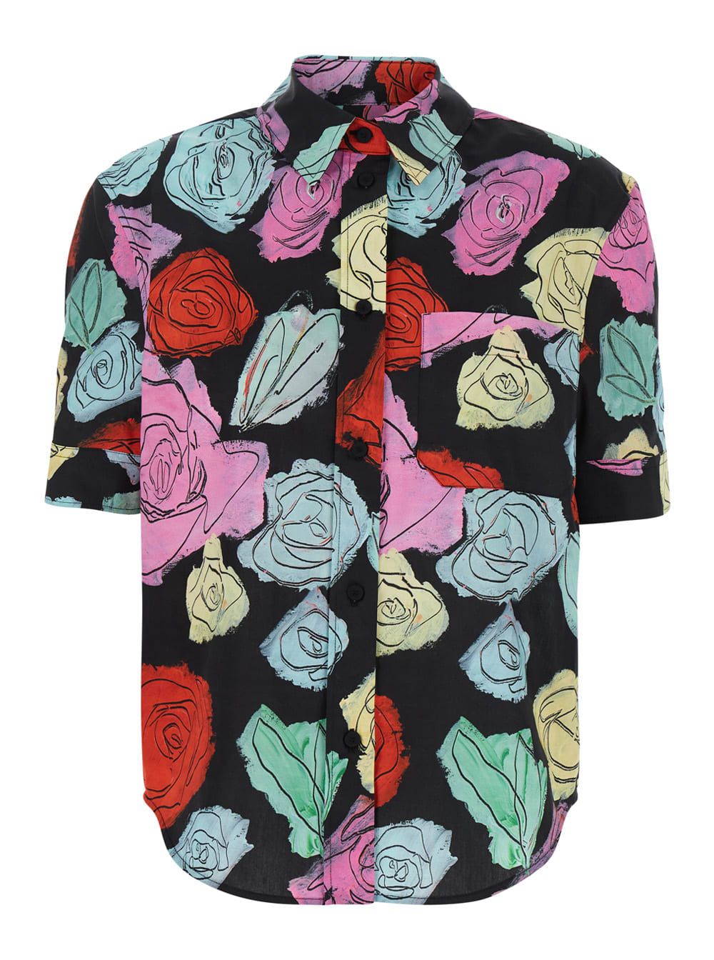 Marni Multicolor Shirt With All-over Rose Print And Chest Pocket In Cotton Woman In Multicolor