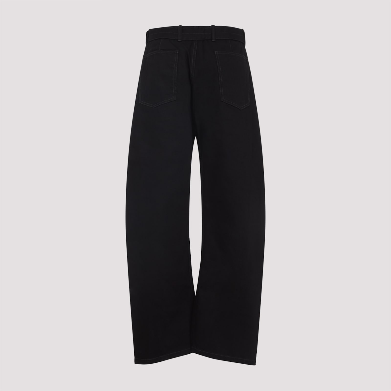 Lemaire High-waisted Wide-leg Black Trousers With Tailored Belt In Black