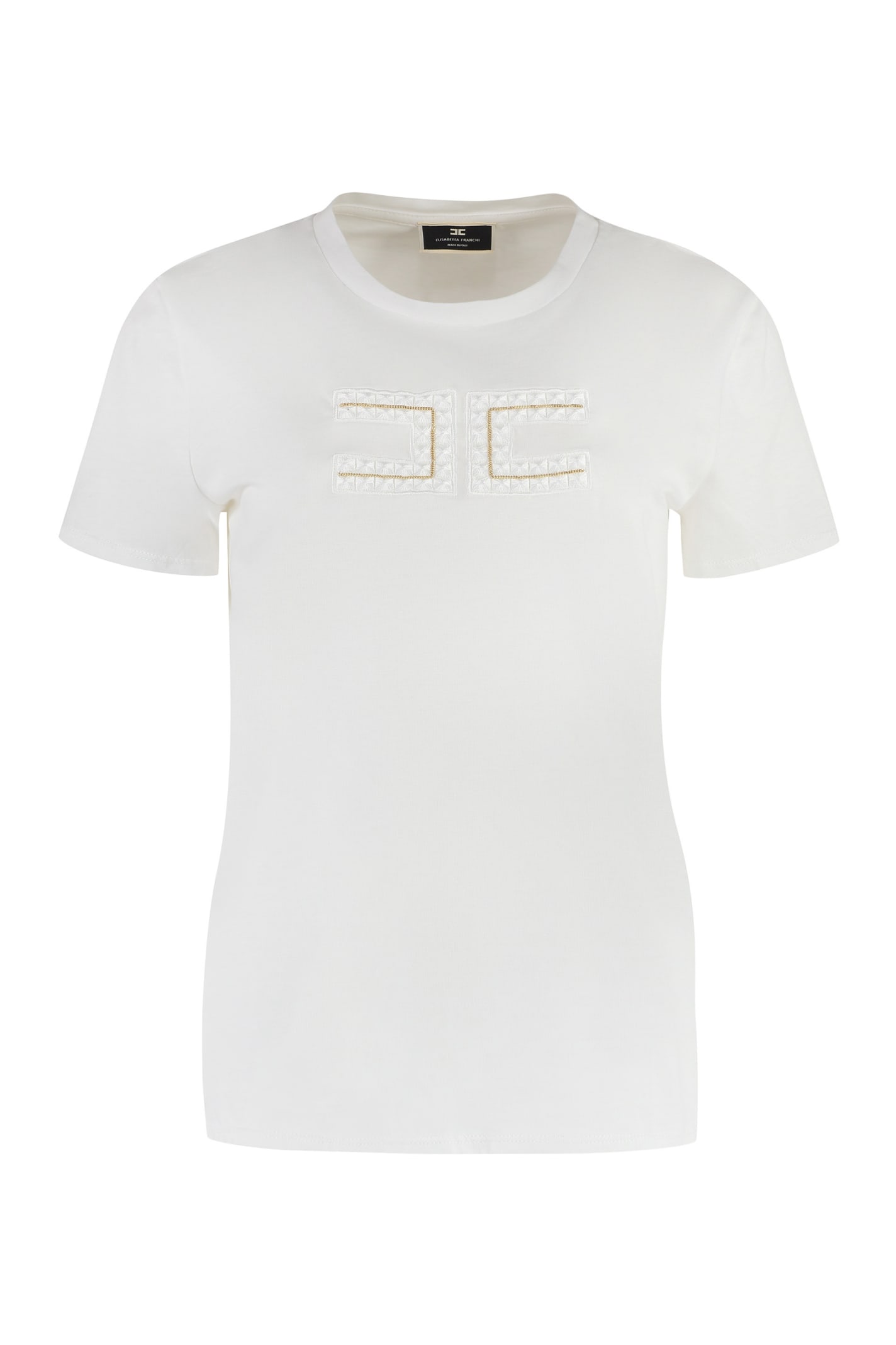 Faial brand op tijd Elisabetta Franchi Crew-neck T-shirt With Logo In White | ModeSens
