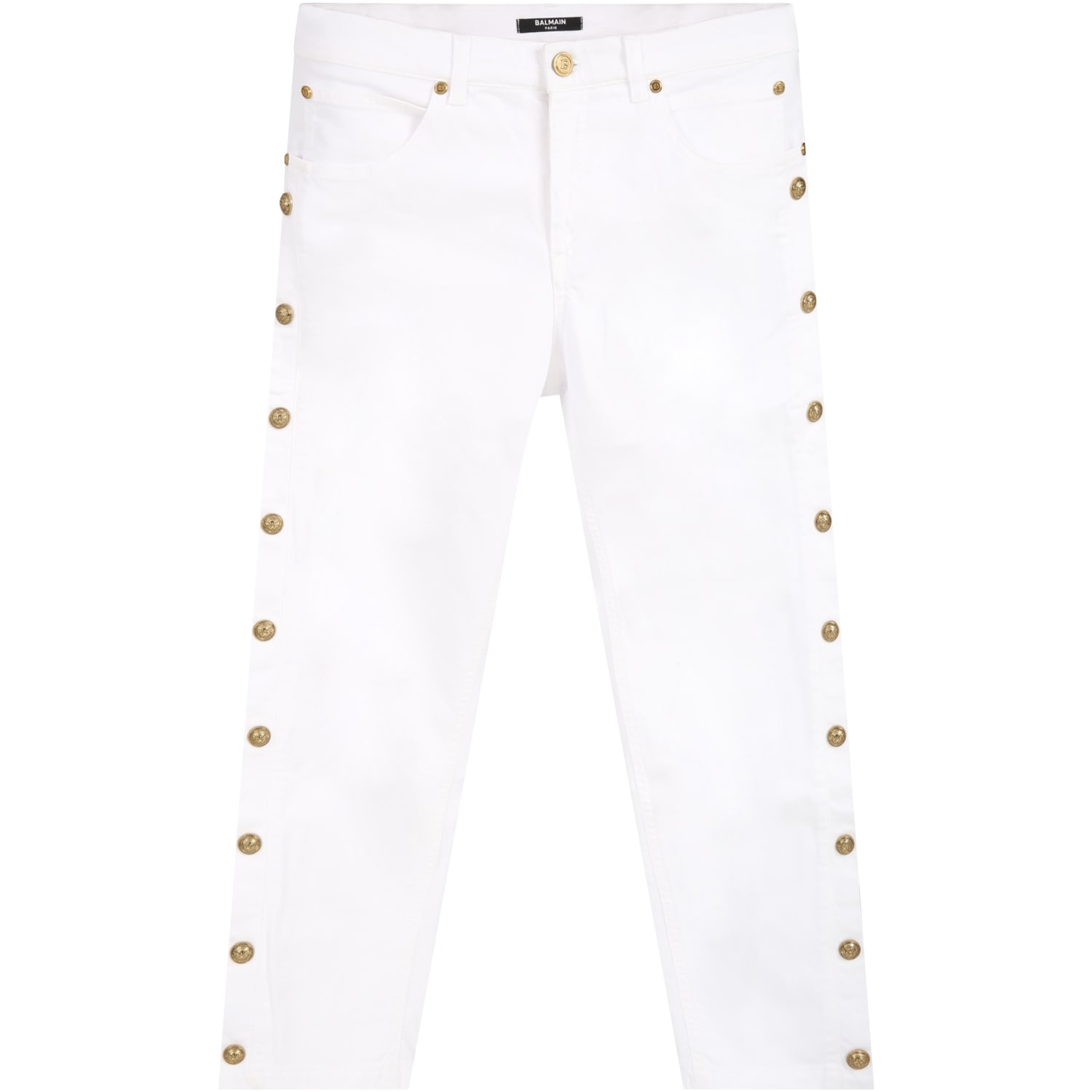 Balmain White Jeans For Kids