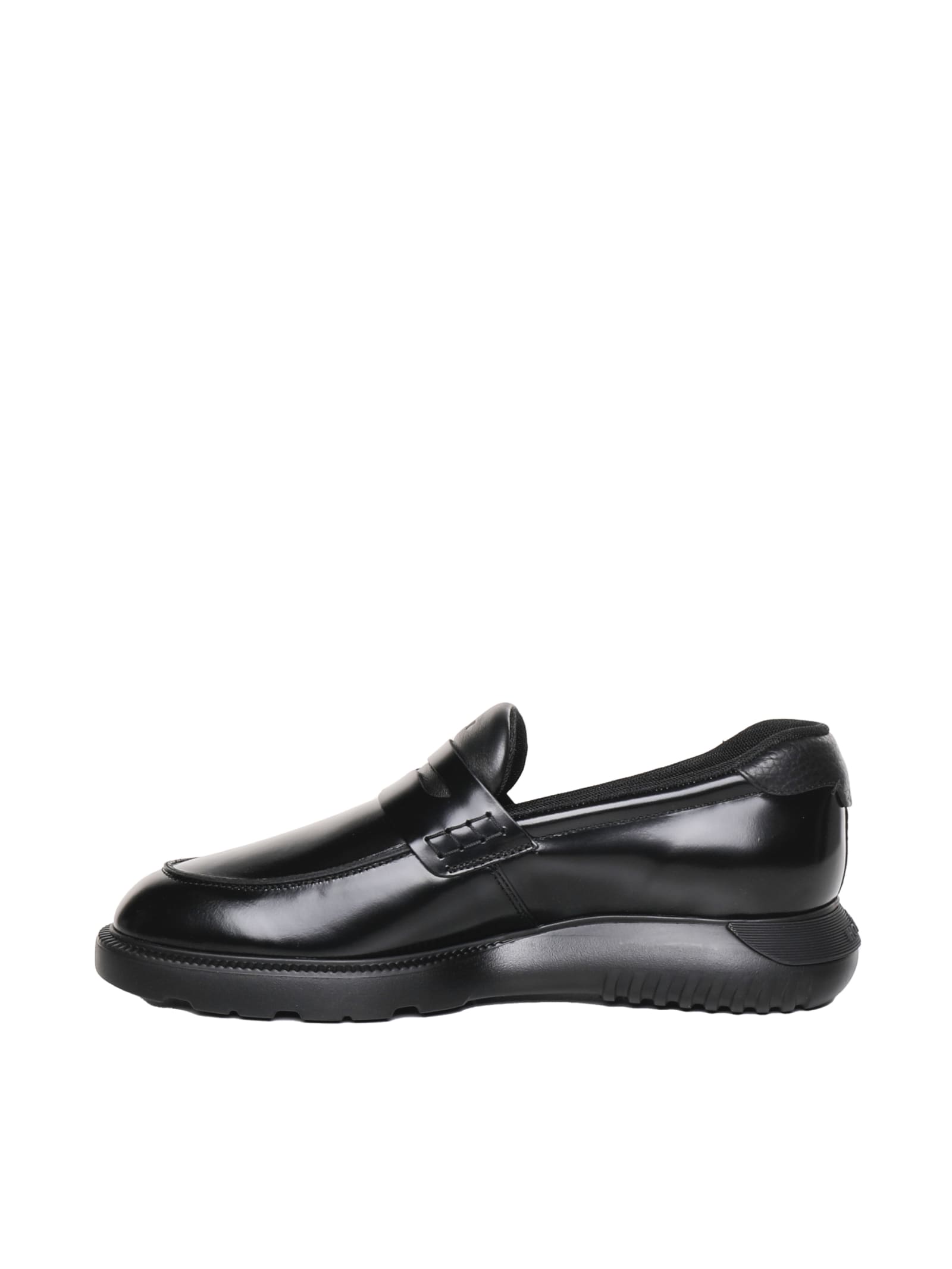 Shop Hogan Sporty Loafers In Calfskin In Black