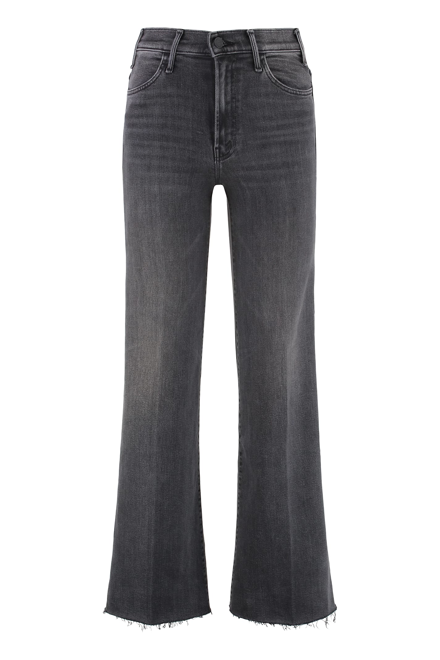 Mother The Hustler Roller Sneak Fray Jeans In Gray