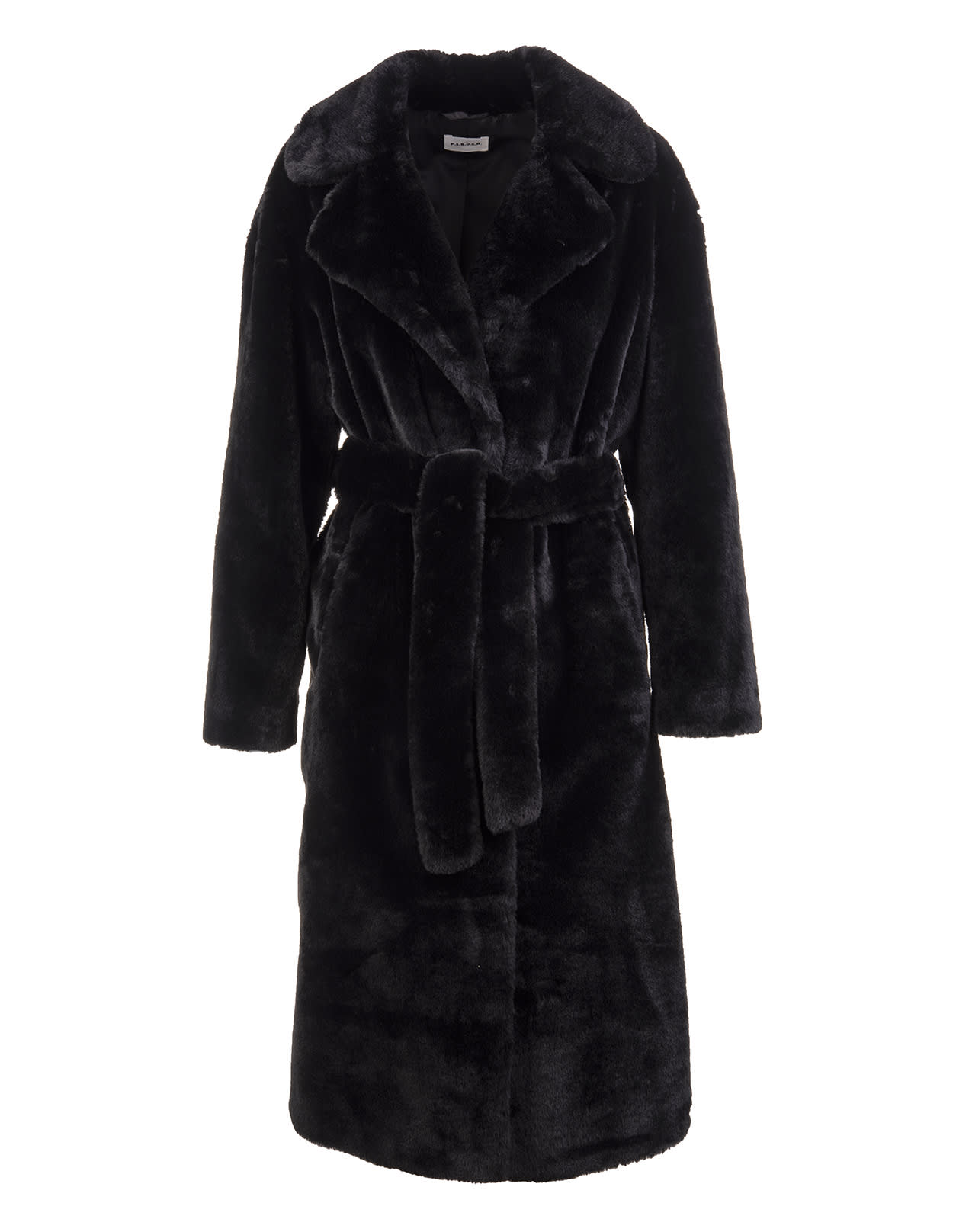 Parosh Woman Black Coat With Fur Effect