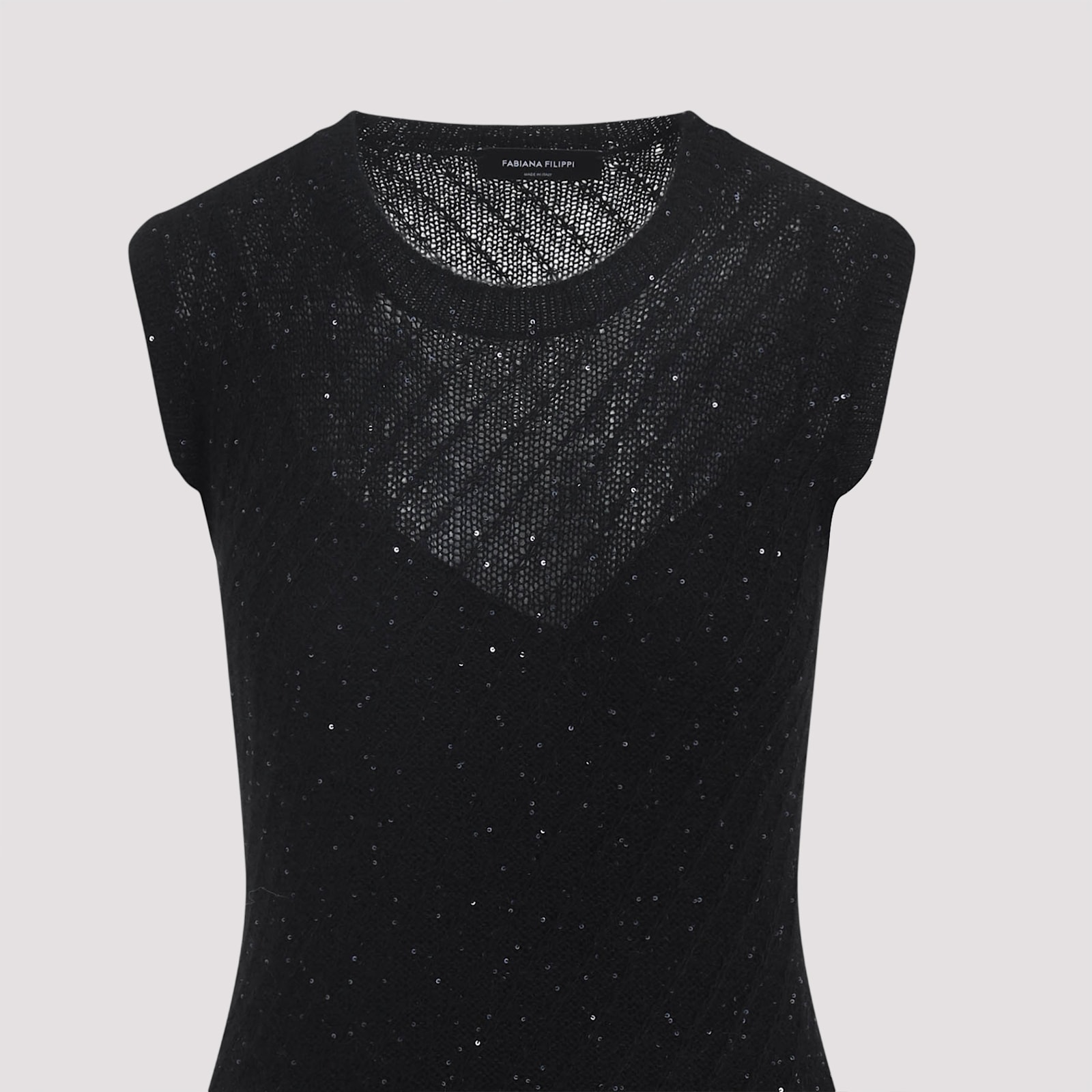 Fabiana Filippi Sleeveless A-line Evening Dress With Subtle Sparkle In Black