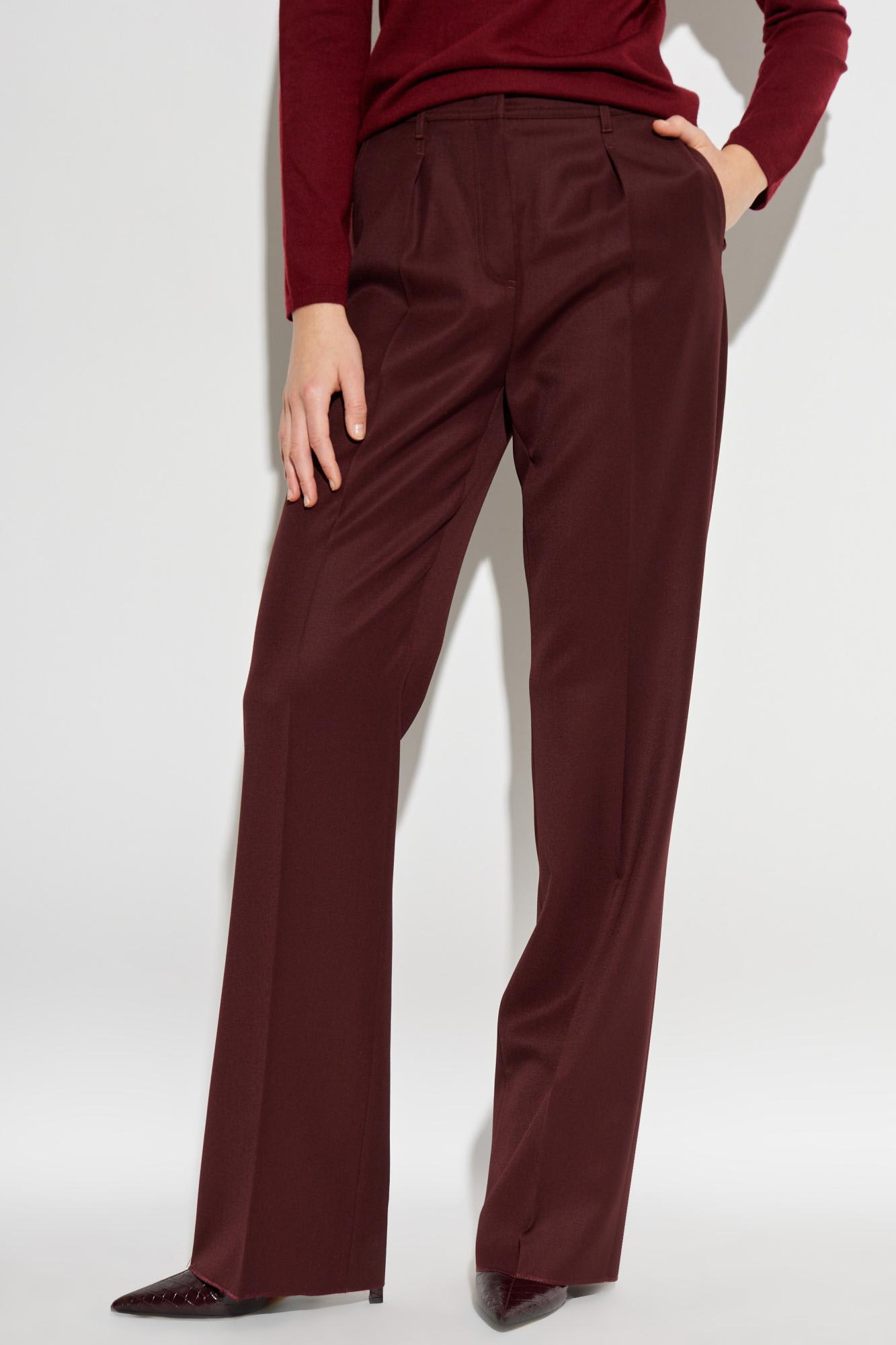 Max Mara Cannes Trousers In Virgin Wool In Red