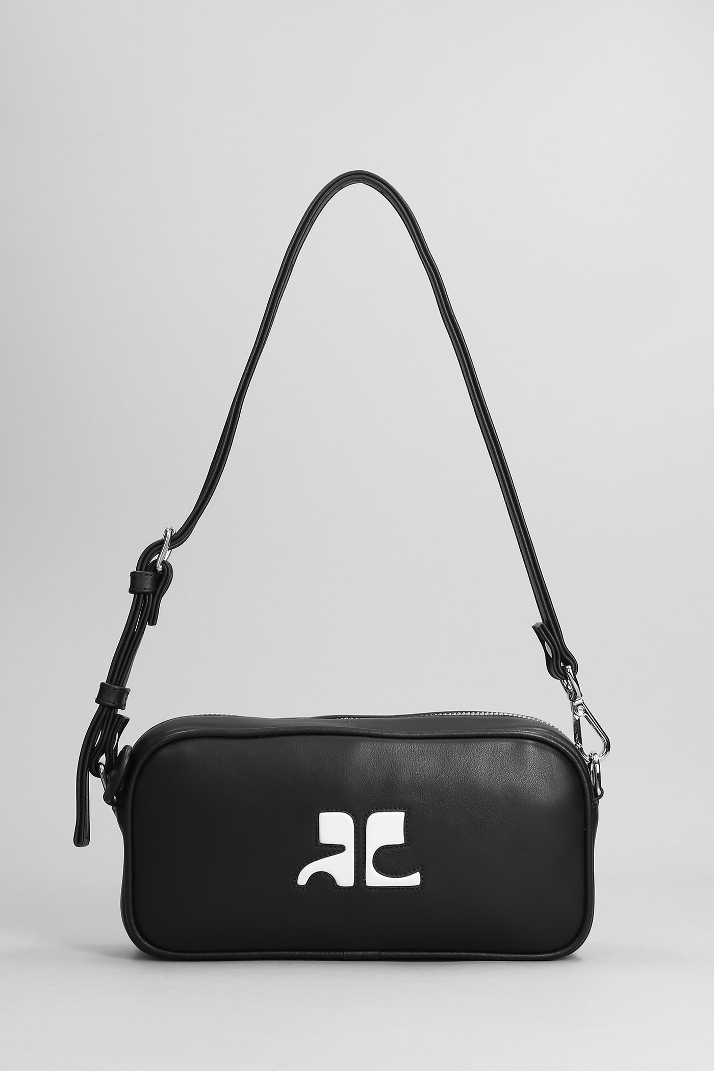 Courrèges Baguette Camera Cuir Shoulder Bag In Black Leather