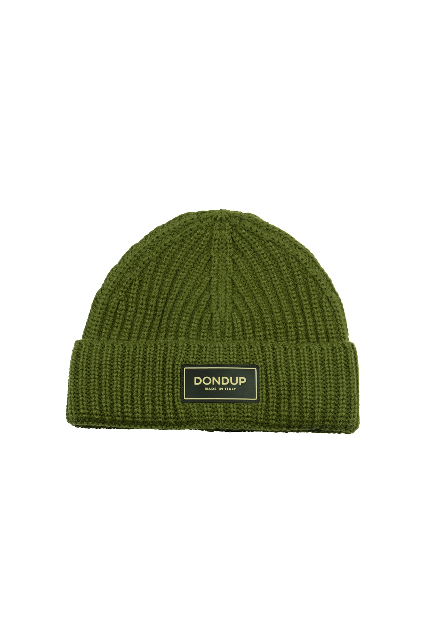 Shop Dondup Logo Patched Beanie In Military Green