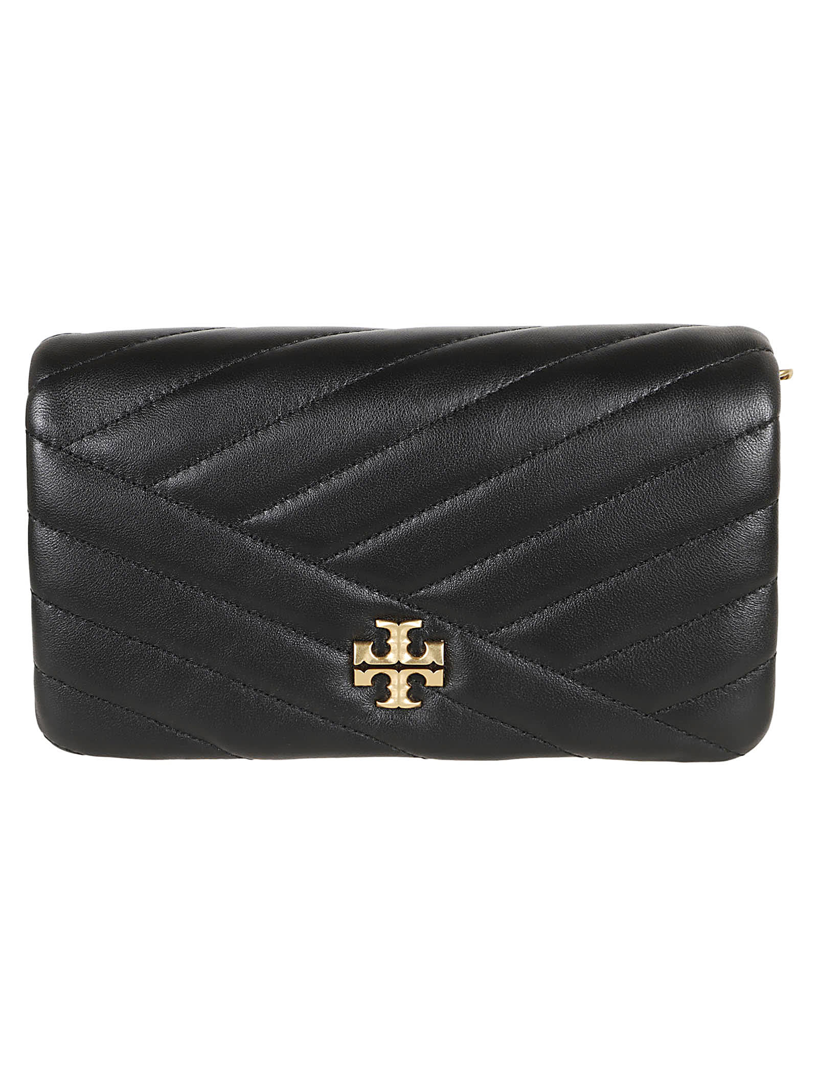 Shop Tory Burch Kira Chevron Chain Wallet In Black