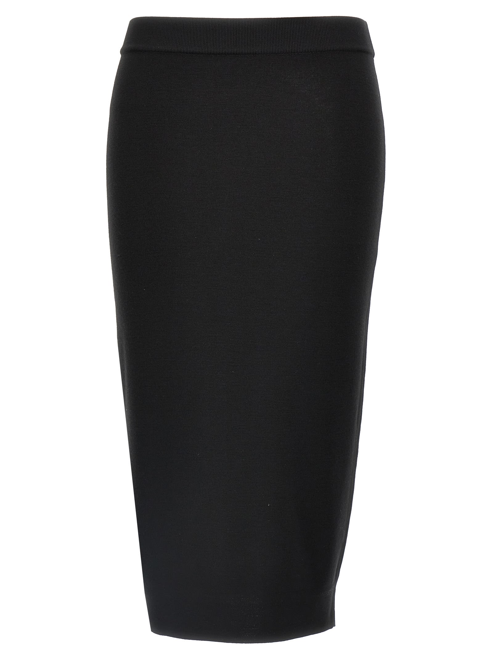 Saint Laurent High-waisted Wool Pencil Skirt With Ribbed Edges In Black