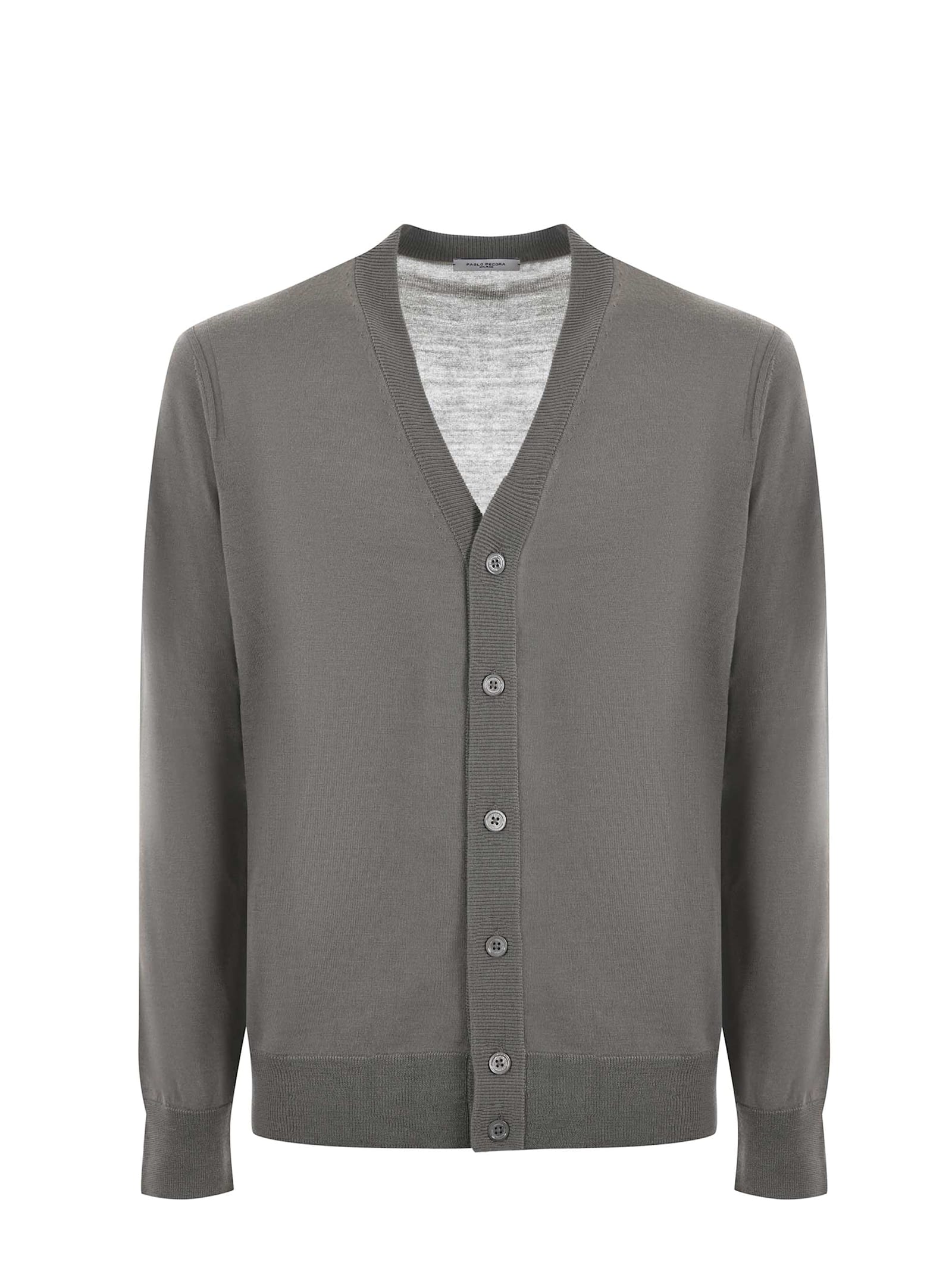 Shop Paolo Pecora Virgin Wool Cardigan In Kaki