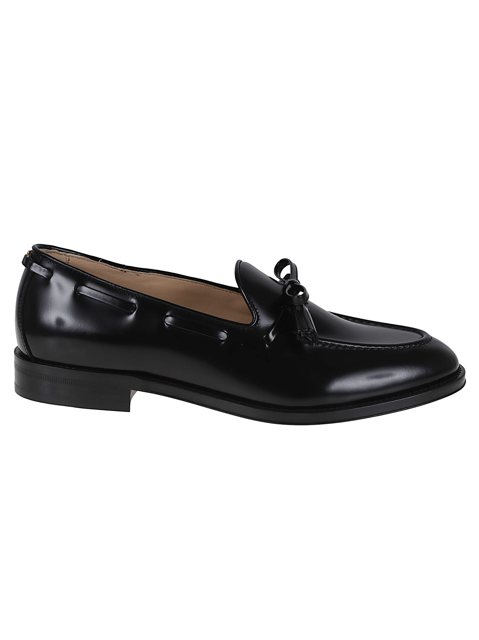 Valentino Bowshire Loafers In Polished Calfskin In Black