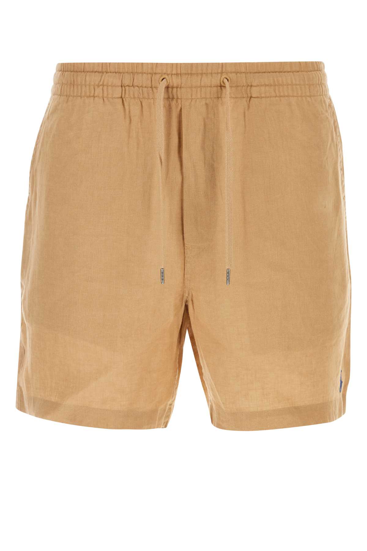 Shop Polo Ralph Lauren Camel Linen Bermuda Shorts In Khaki