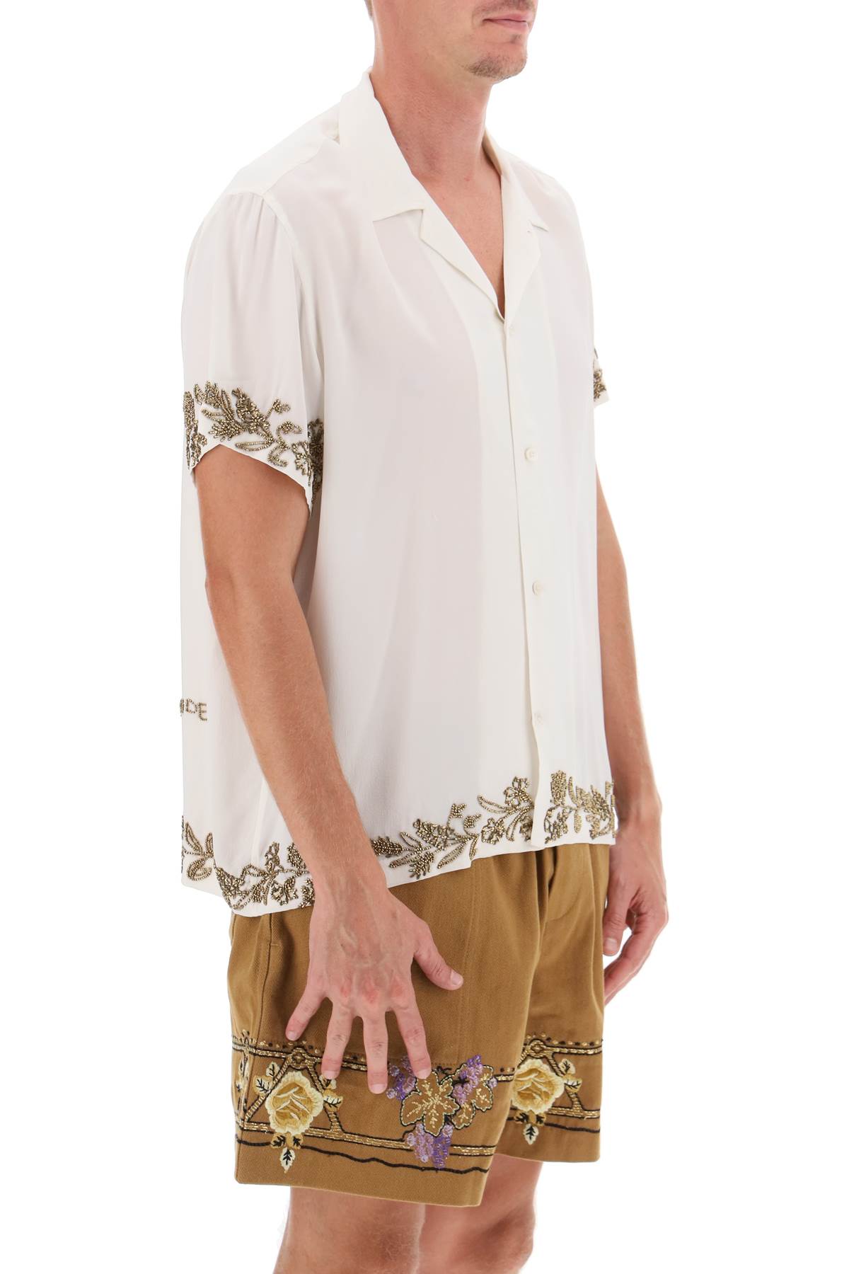 BODE SILK SHIRT WITH FLORAL BEADWORKS