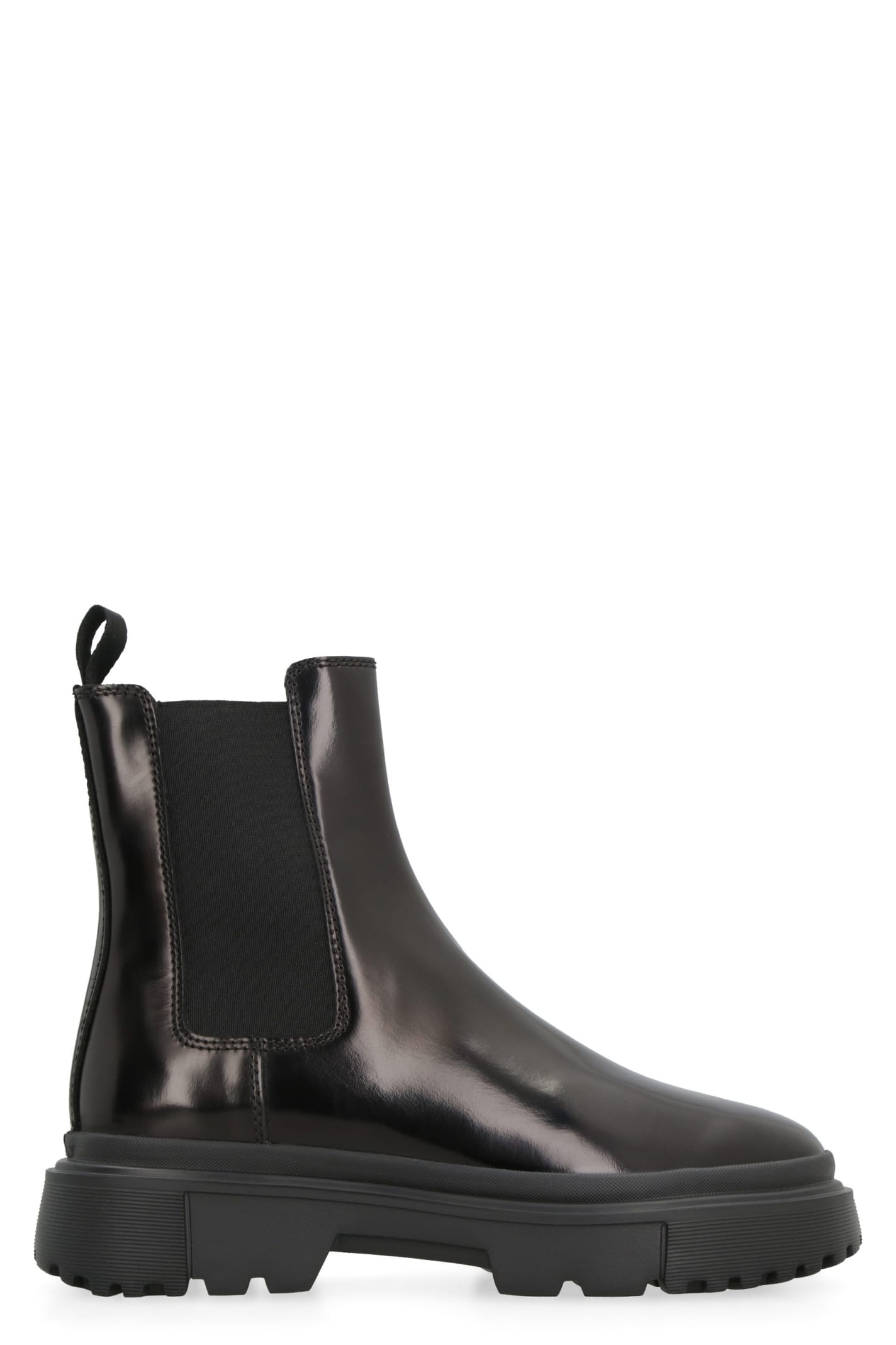 Shop Hogan H619 Leather Chelsea Boots In Nero