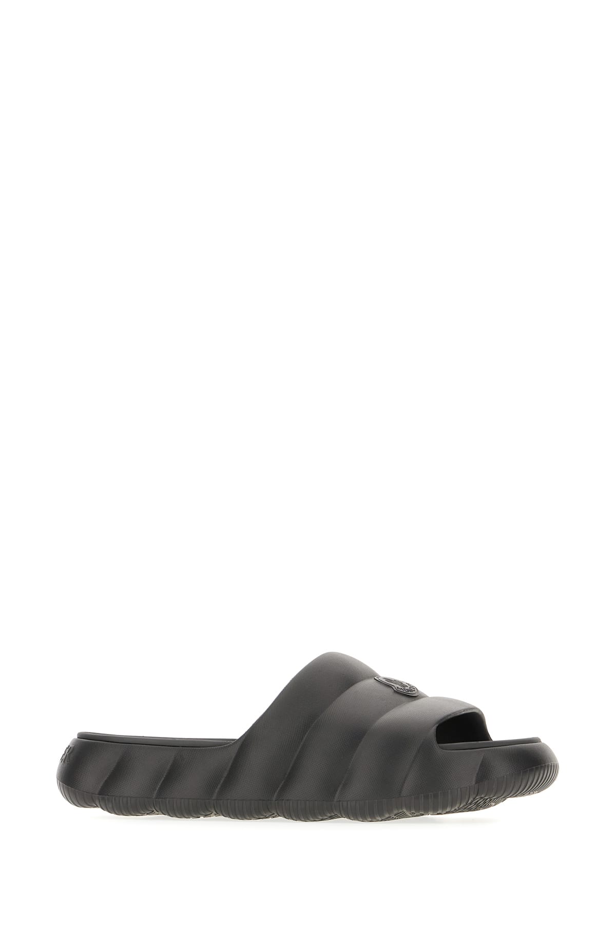 Moncler Black Sandals With Tonal Embossed Logo And Open Toe In Rubber Man
