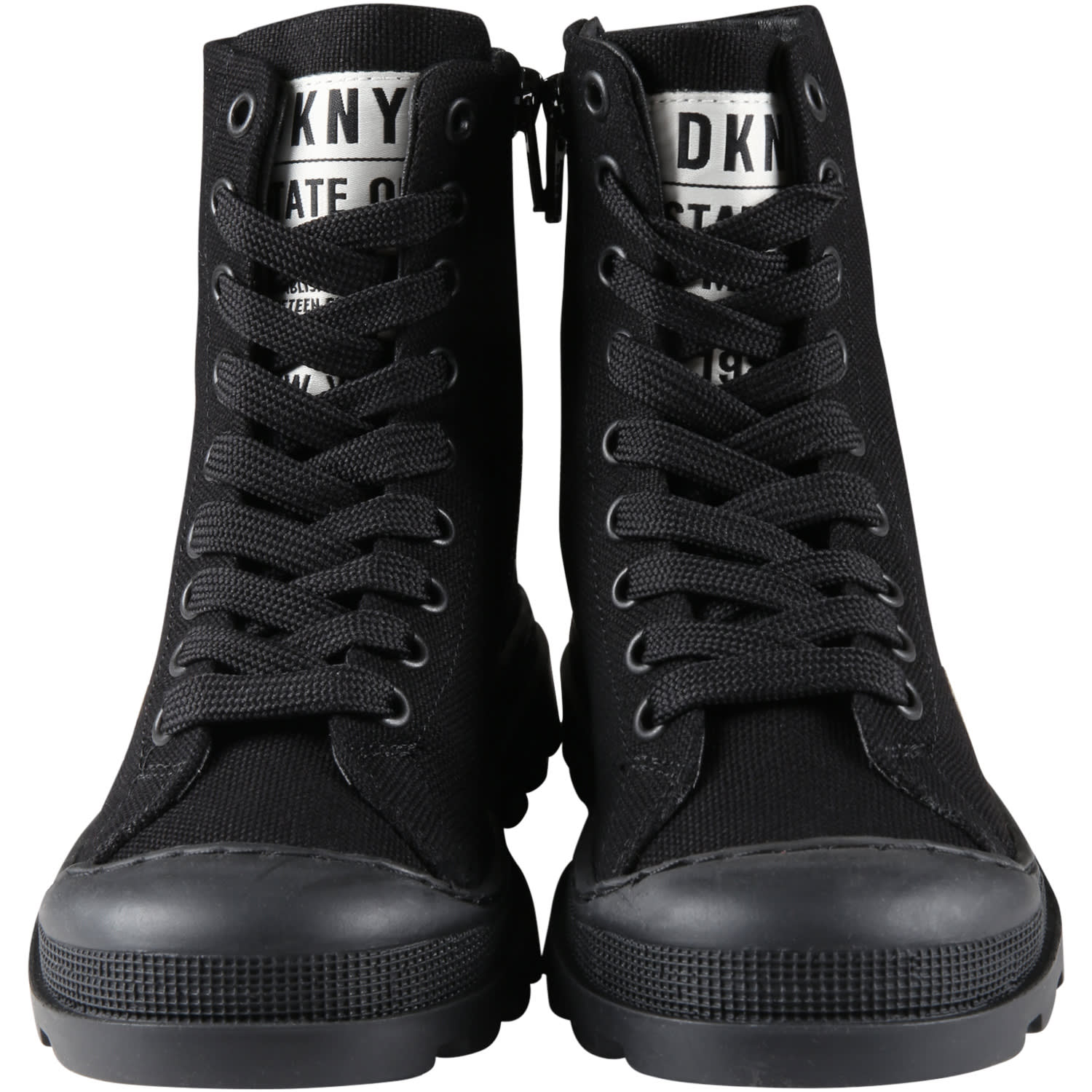 Shop Dkny Black Sneakers For Girl With White Logo