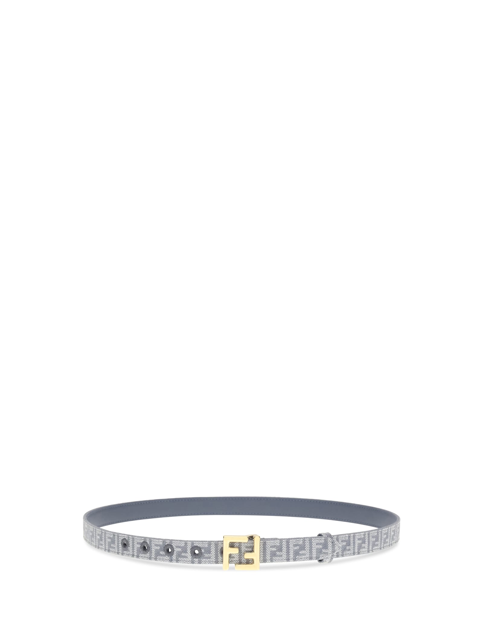 Fendi Women Ff Embroidered Denim Belt In Blue