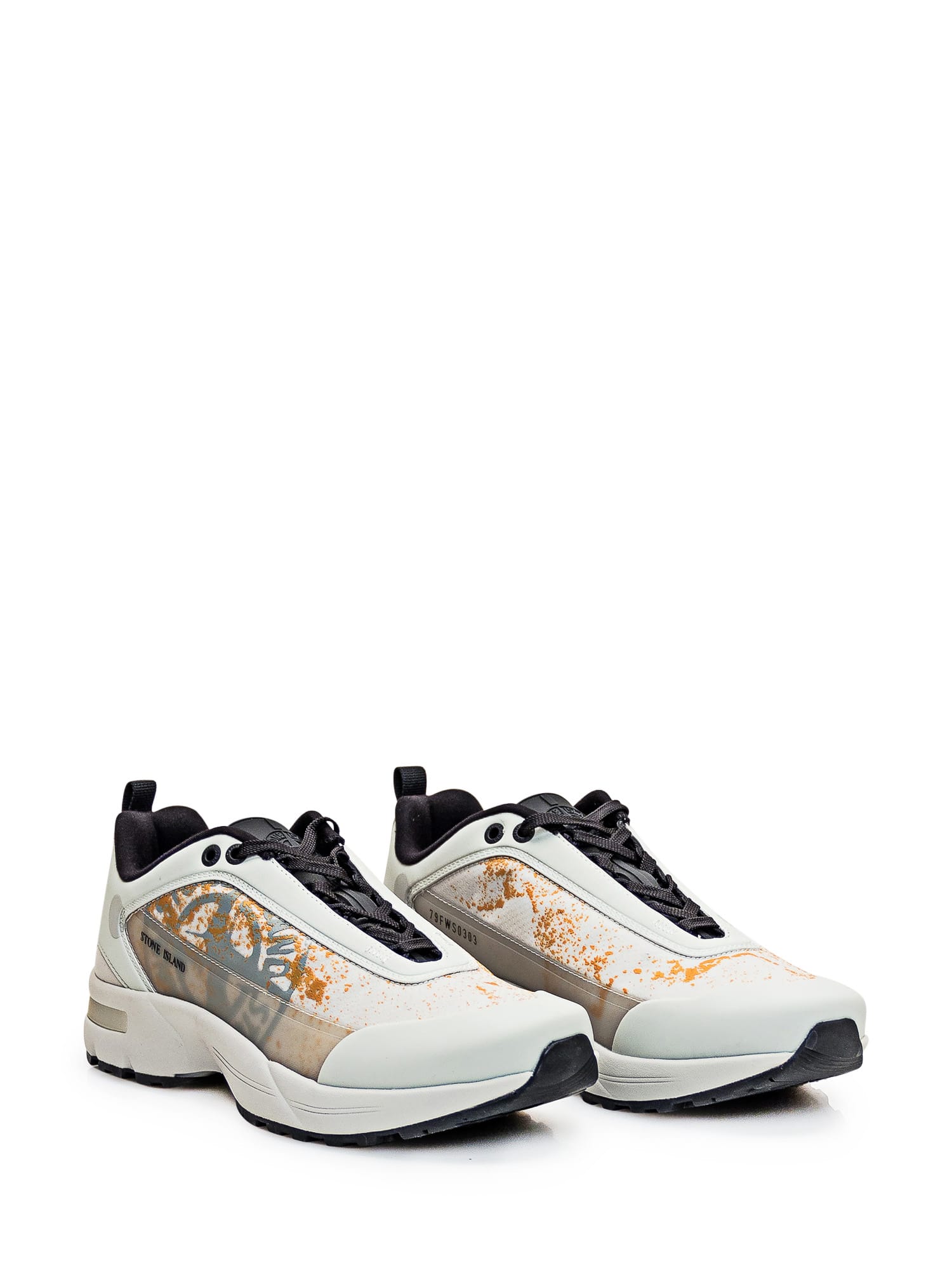 Shop Stone Island Grime Leather And Tencel Sneakers In Grey