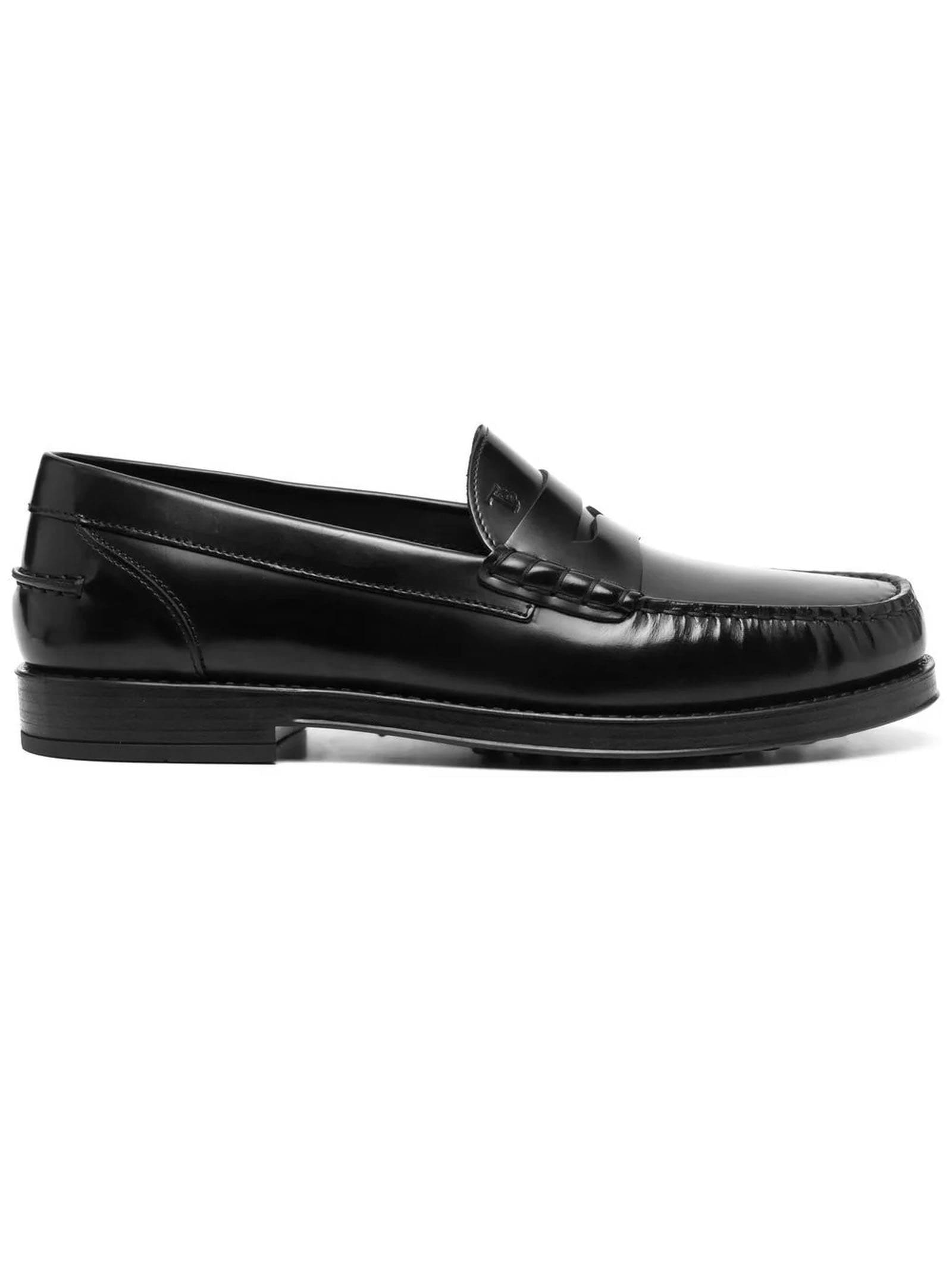 Tods Loafers In Black Brushed Leather
