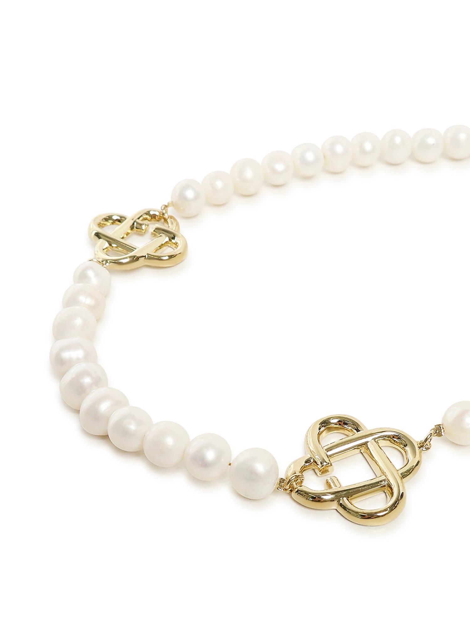 Casablanca Medium Pearl Logo Necklace In White