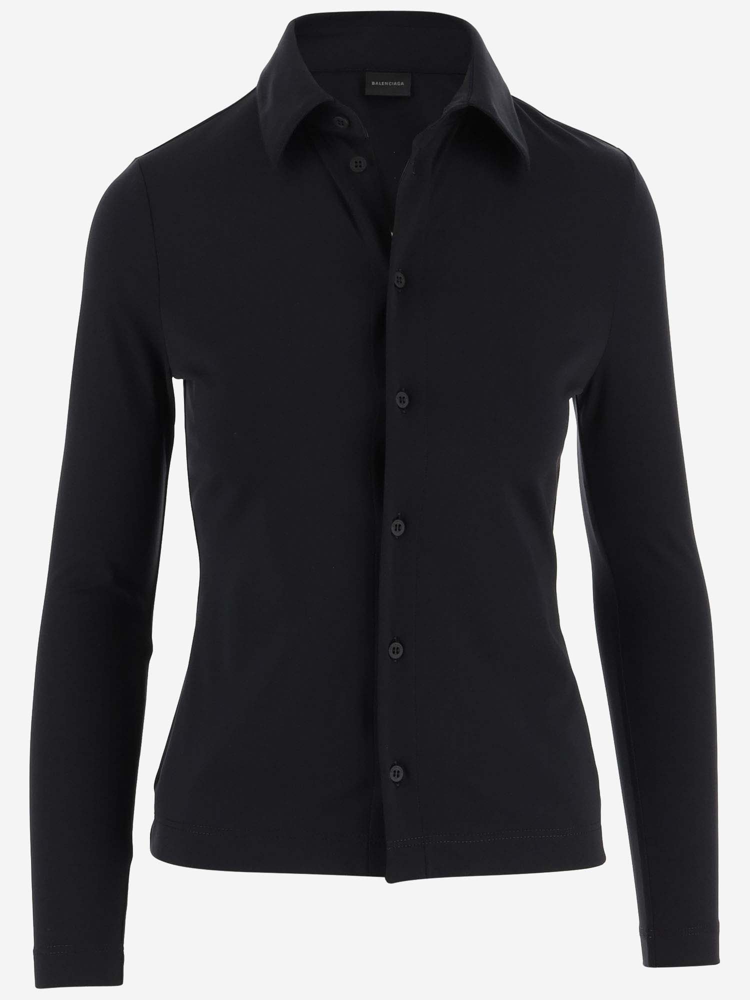 Shop Balenciaga Stretch Jersey Shirt In Black
