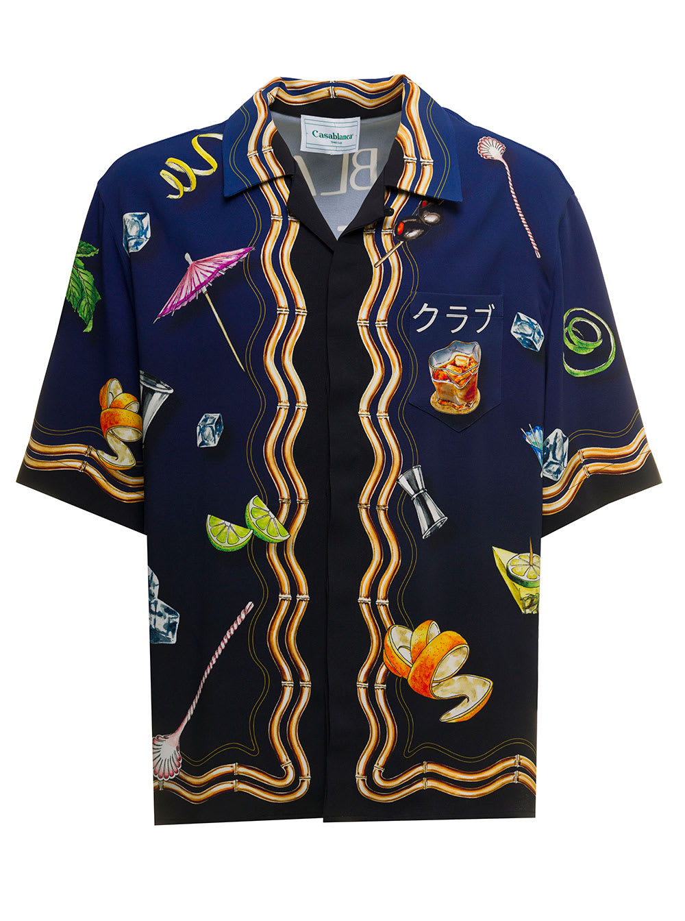 Casablanca Mans Multicolor Viscose Bowling Shirt Cuban Print