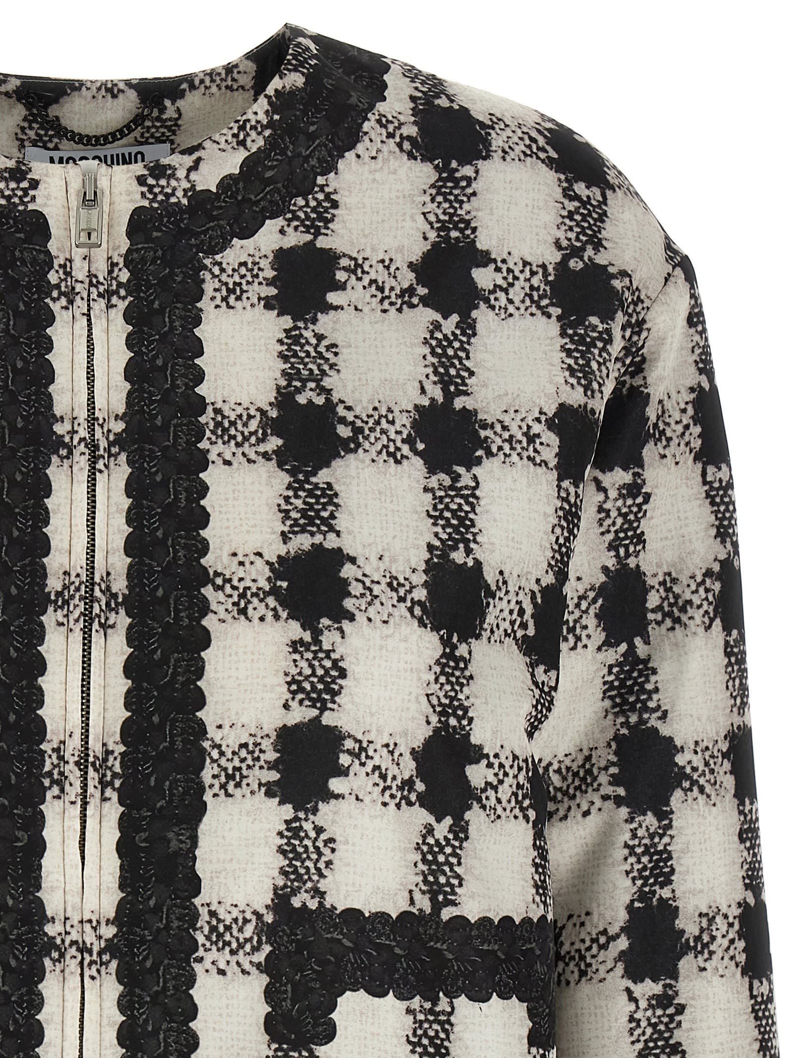 Moschino Textured Fabric Cropped Jacket In Multi