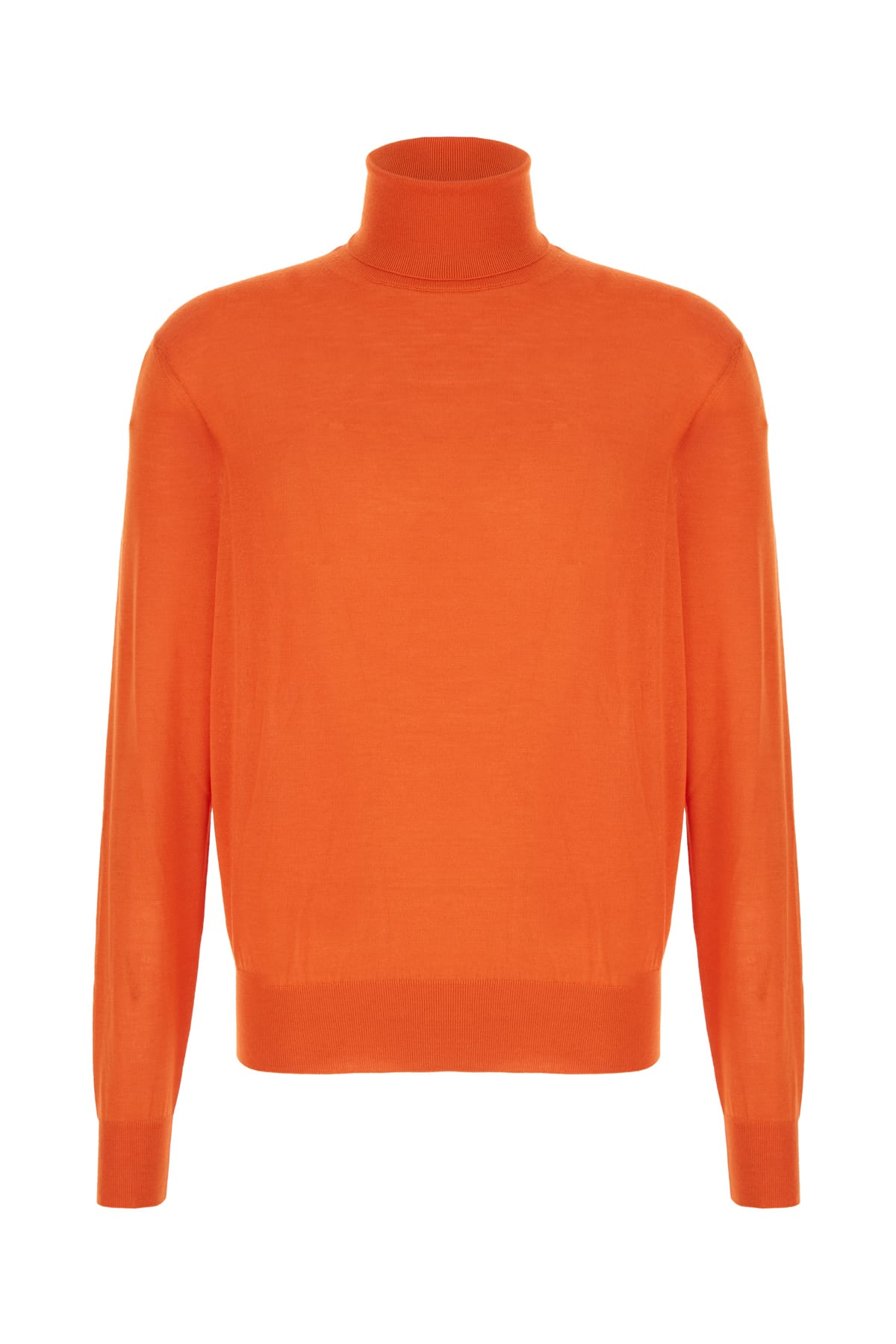 Saint Laurent Wool Blend Turtleneck Sweater In Orange